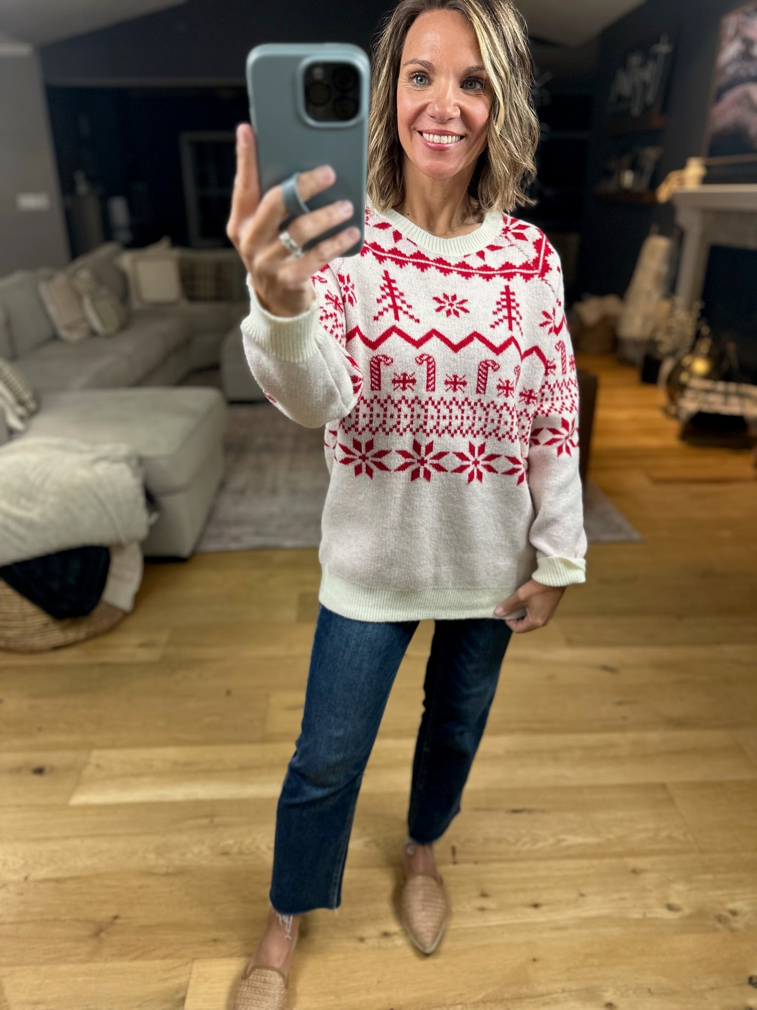 Home For The Holidays Fair Isle Sweater-Sweaters-Doe & Rae-Anna Kaytes Boutique, Women's Fashion Boutique in Grinnell, Iowa