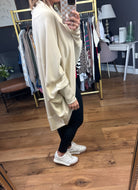 Right At Home Dolman Scoop Hem Cardigan - Natural-Mono B-Anna Kaytes Boutique, Women's Fashion Boutique in Grinnell, Iowa