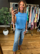 Blue Crush Raw Hem Washed Tee-Short Sleeves-Anna Kaytes Boutique-Anna Kaytes Boutique, Women's Fashion Boutique in Grinnell, Iowa