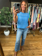 Blue Crush Raw Hem Washed Tee-Short Sleeves-Anna Kaytes Boutique-Anna Kaytes Boutique, Women's Fashion Boutique in Grinnell, Iowa