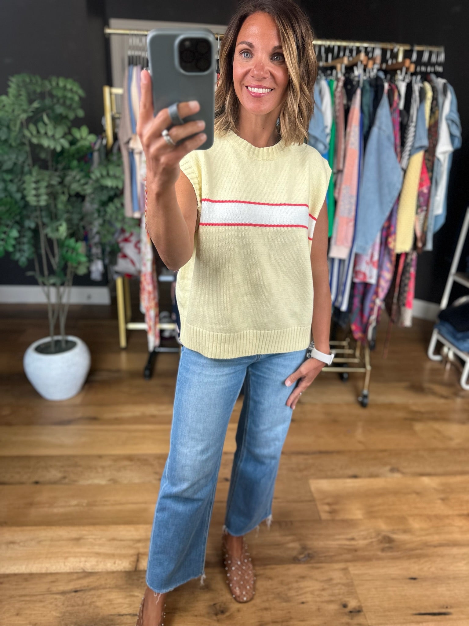 More Often Stripe-Detail Knit Top-Short Sleeves-Wishlist-Anna Kaytes Boutique, Women's Fashion Boutique in Grinnell, Iowa