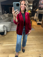 Matters Most Velvet Blazer-Sweaters-Skies Are Blue-Anna Kaytes Boutique, Women's Fashion Boutique in Grinnell, Iowa