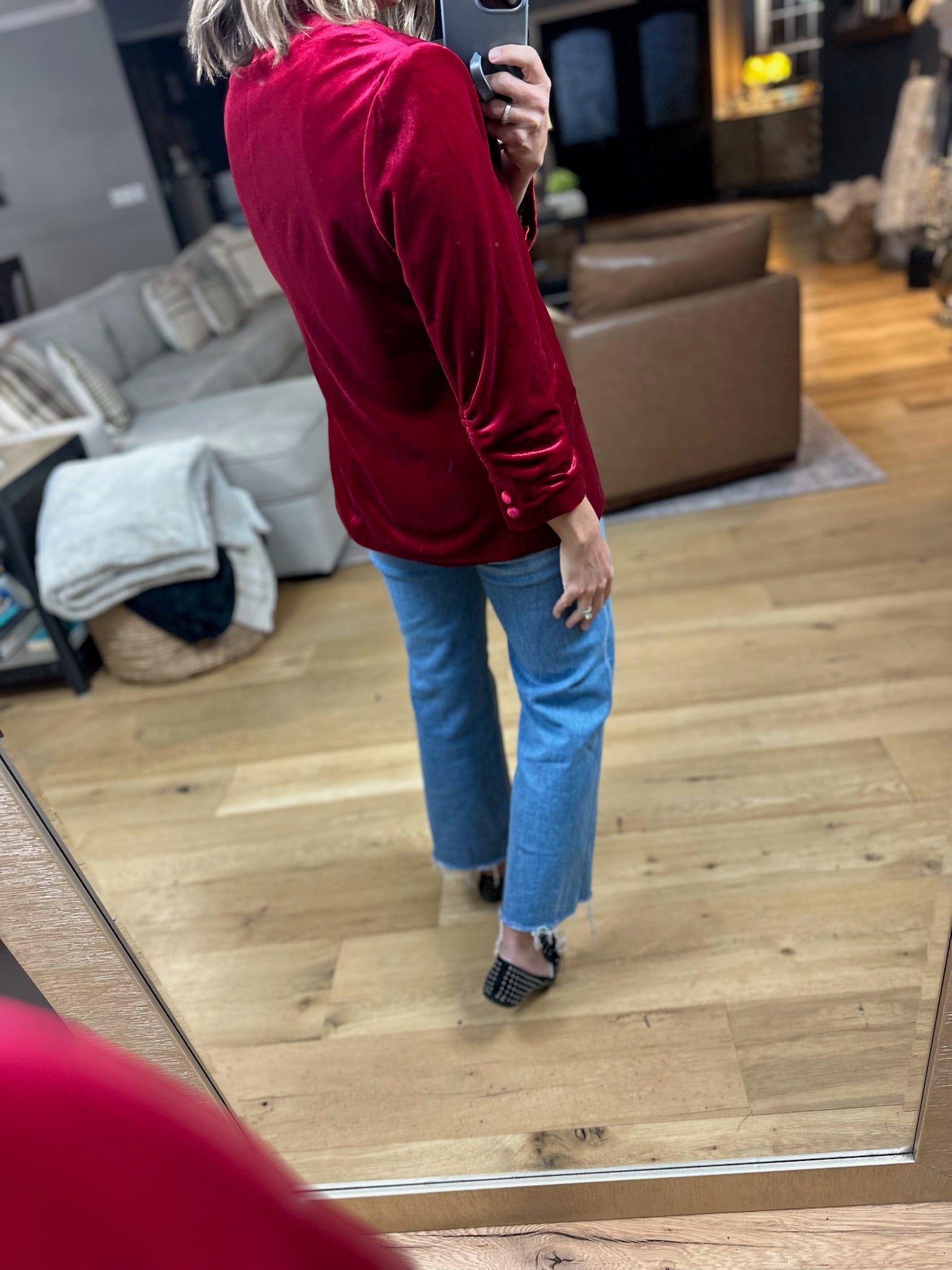 Matters Most Velvet Blazer-Sweaters-Skies Are Blue-Anna Kaytes Boutique, Women's Fashion Boutique in Grinnell, Iowa