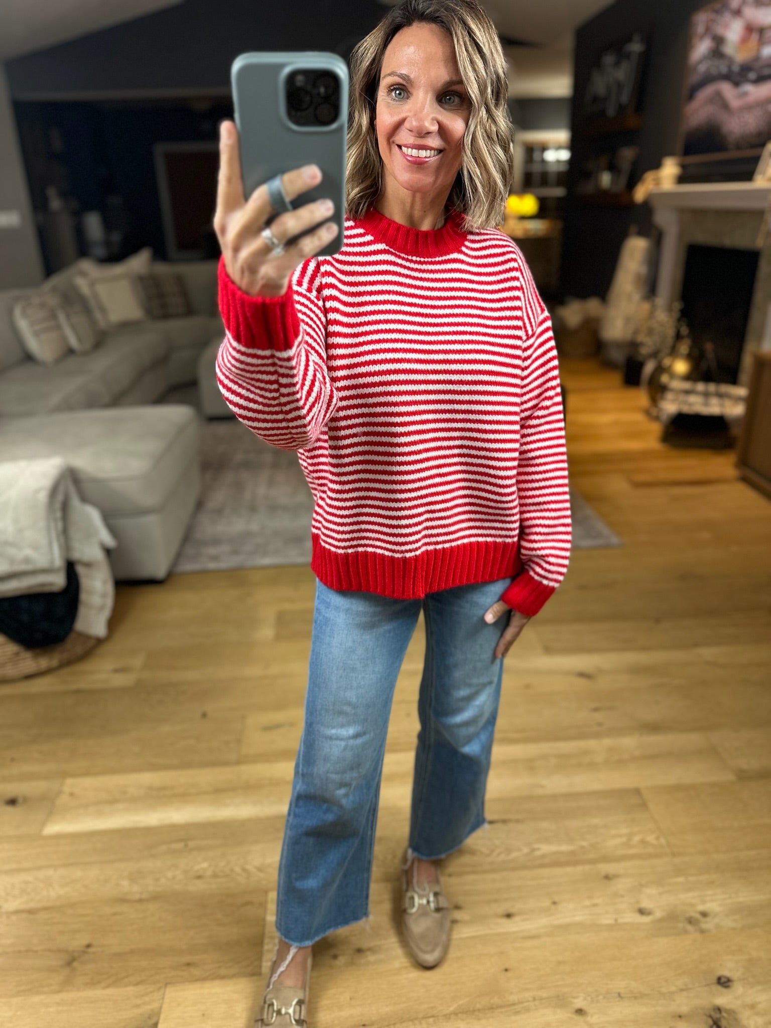 Soft Spoken Striped Crew Sweater-Sweaters-Wishlist-Anna Kaytes Boutique, Women's Fashion Boutique in Grinnell, Iowa