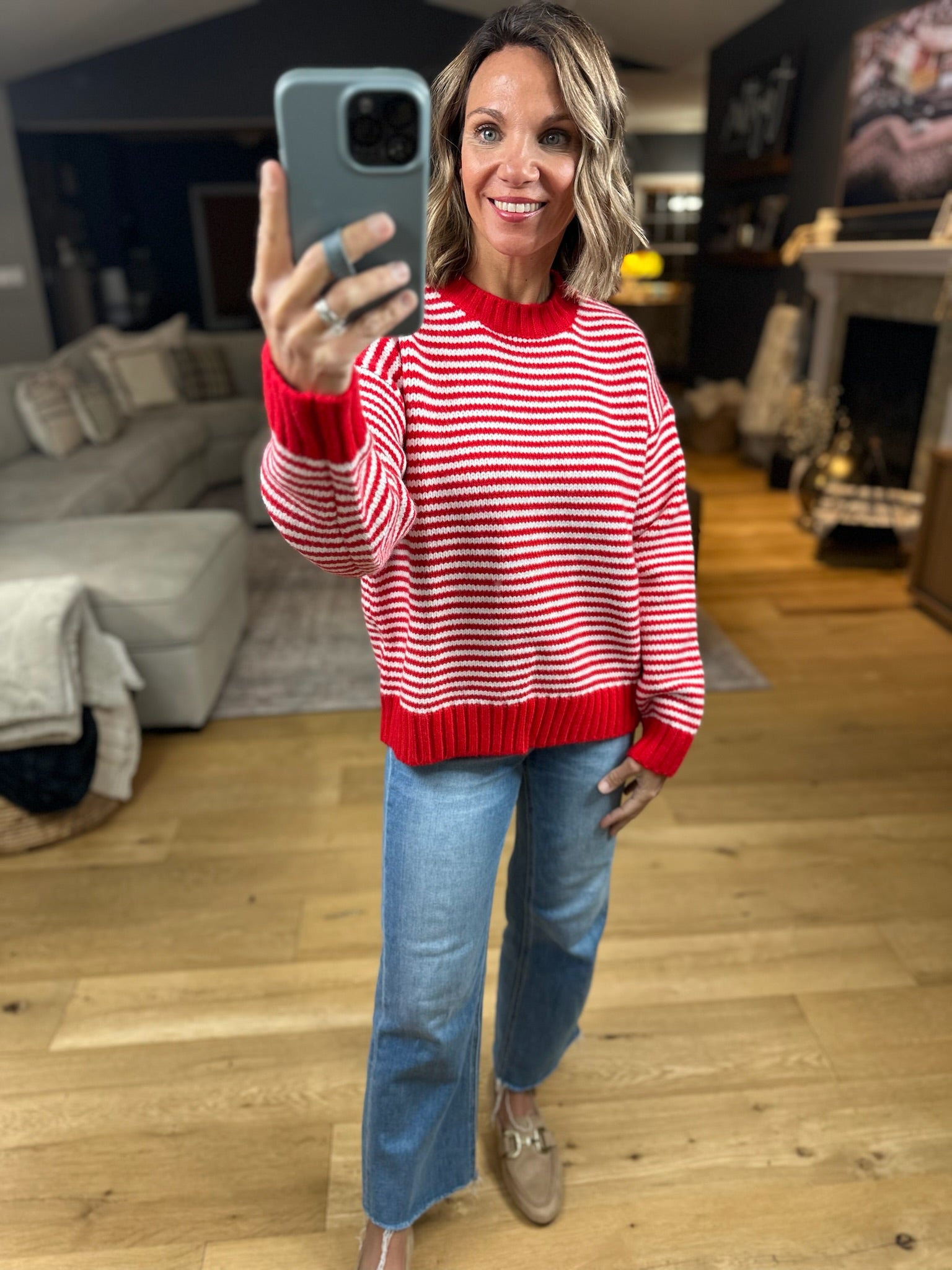 Soft Spoken Striped Crew Sweater-Sweaters-Wishlist-Anna Kaytes Boutique, Women's Fashion Boutique in Grinnell, Iowa