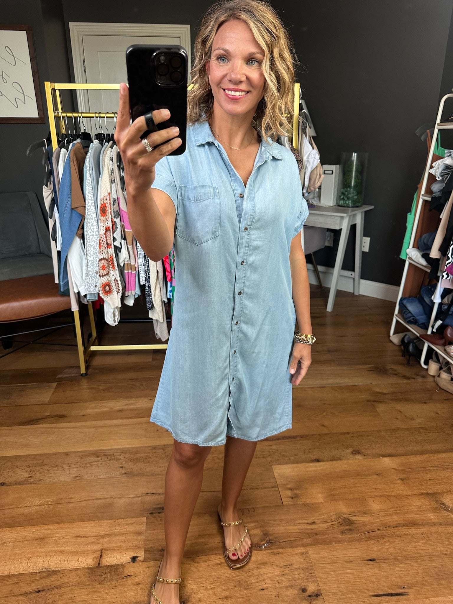 Perfect For You Button-Down Tencel Dress - Light Wash-Dresses-Be Cool-Anna Kaytes Boutique, Women's Fashion Boutique in Grinnell, Iowa