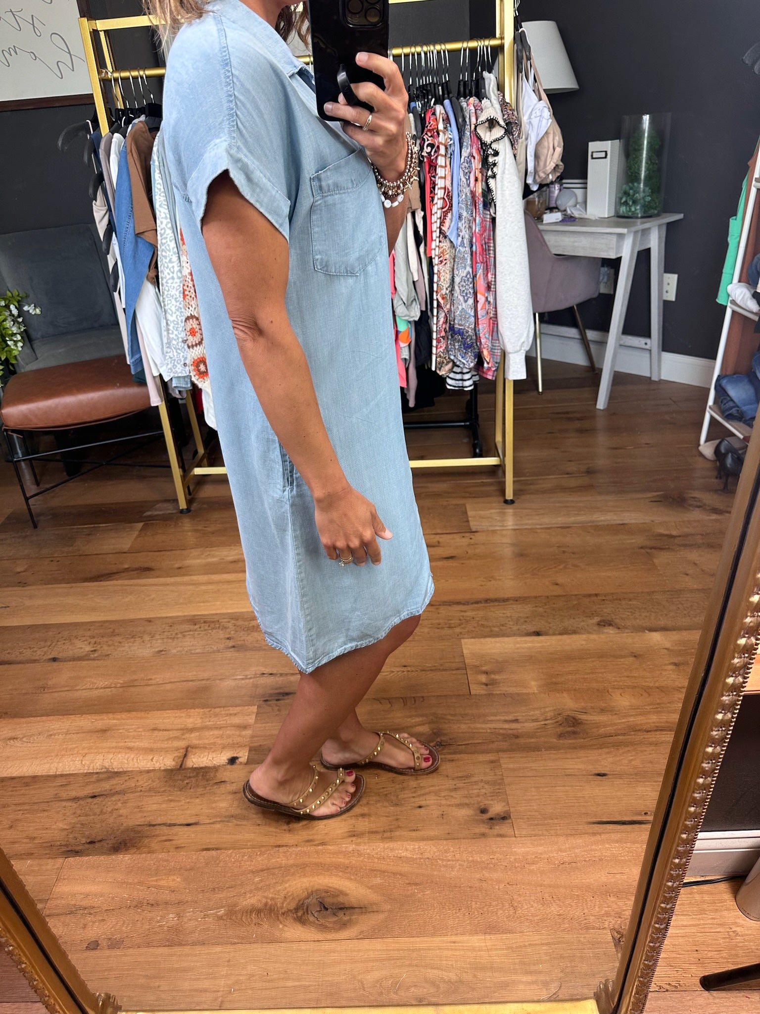 Perfect For You Button-Down Tencel Dress - Light Wash-Dresses-Be Cool-Anna Kaytes Boutique, Women's Fashion Boutique in Grinnell, Iowa