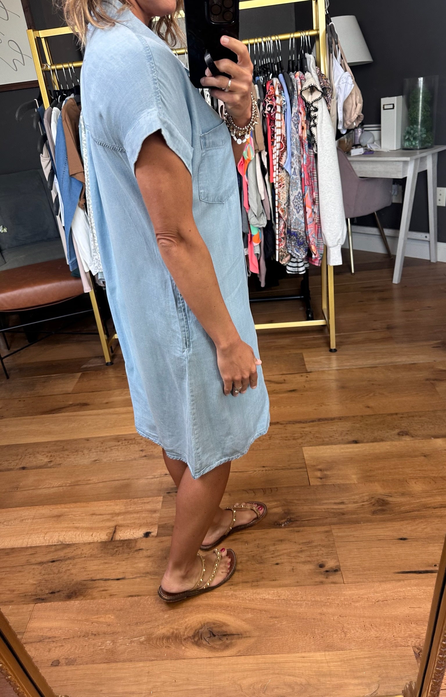 Perfect For You Button-Down Tencel Dress - Light Wash-Dresses-Be Cool-Anna Kaytes Boutique, Women's Fashion Boutique in Grinnell, Iowa