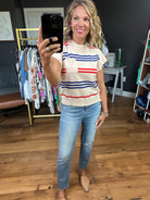 For Freedom Striped Pocket Top - Cream-Short Sleeves-THML-Anna Kaytes Boutique, Women's Fashion Boutique in Grinnell, Iowa