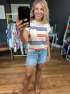 For Freedom Striped Pocket Top - Cream-Short Sleeves-THML-Anna Kaytes Boutique, Women's Fashion Boutique in Grinnell, Iowa