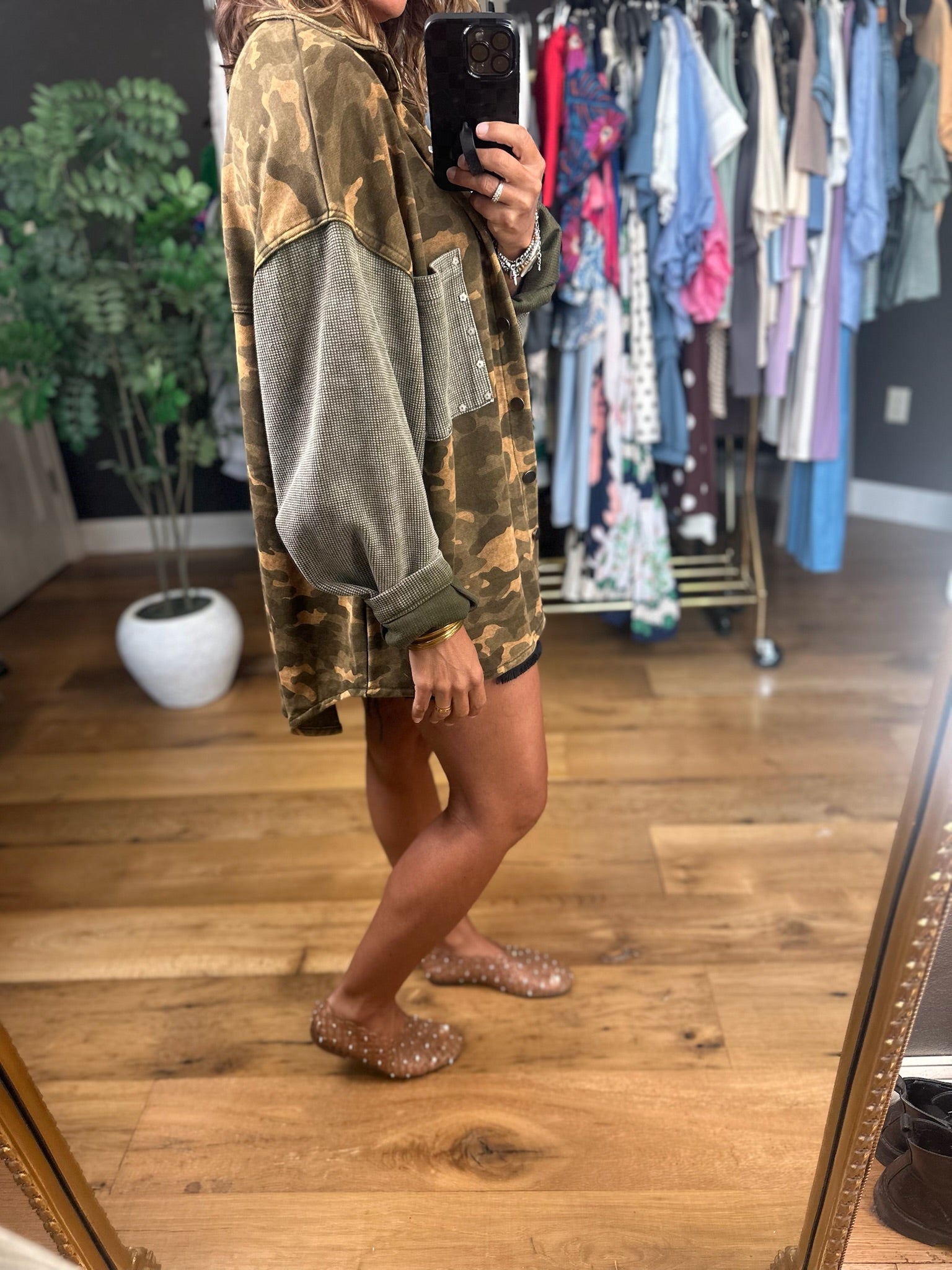 Out There Camo Jacket-Jackets-POL-Anna Kaytes Boutique, Women's Fashion Boutique in Grinnell, Iowa