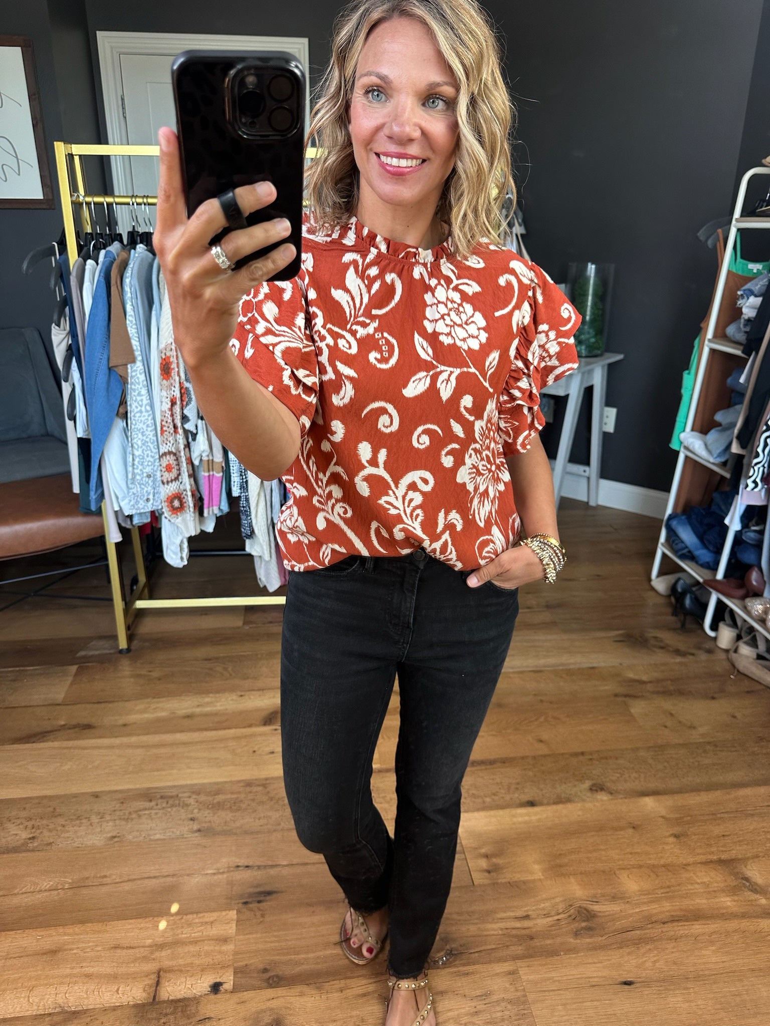 Enjoy the Moment Floral Top - Multiple Options-Short Sleeves-Ces Femme-Anna Kaytes Boutique, Women's Fashion Boutique in Grinnell, Iowa