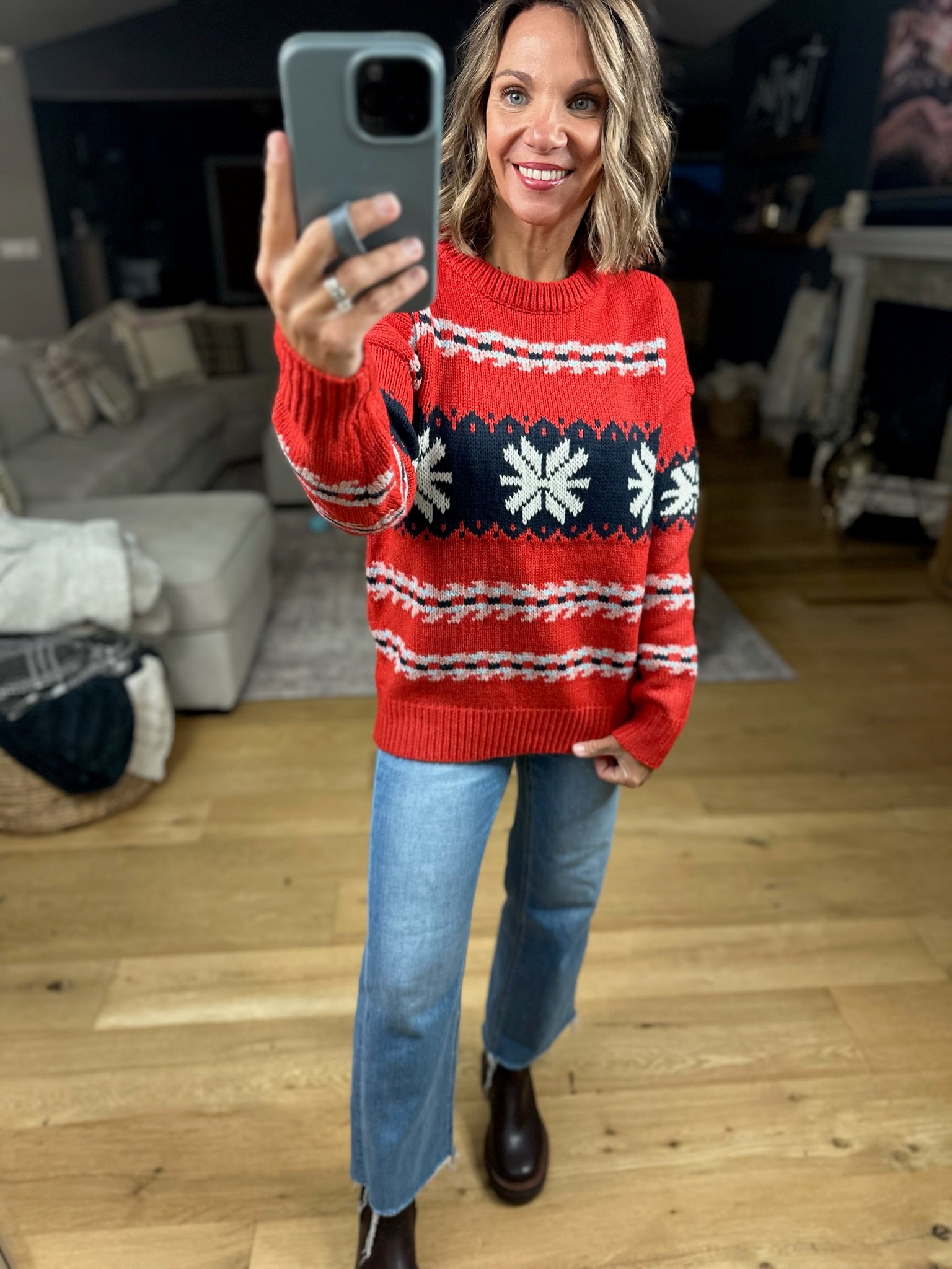 Festive Moods Fair Isle Knit Sweater-Sweaters-Staccato-Anna Kaytes Boutique, Women's Fashion Boutique in Grinnell, Iowa