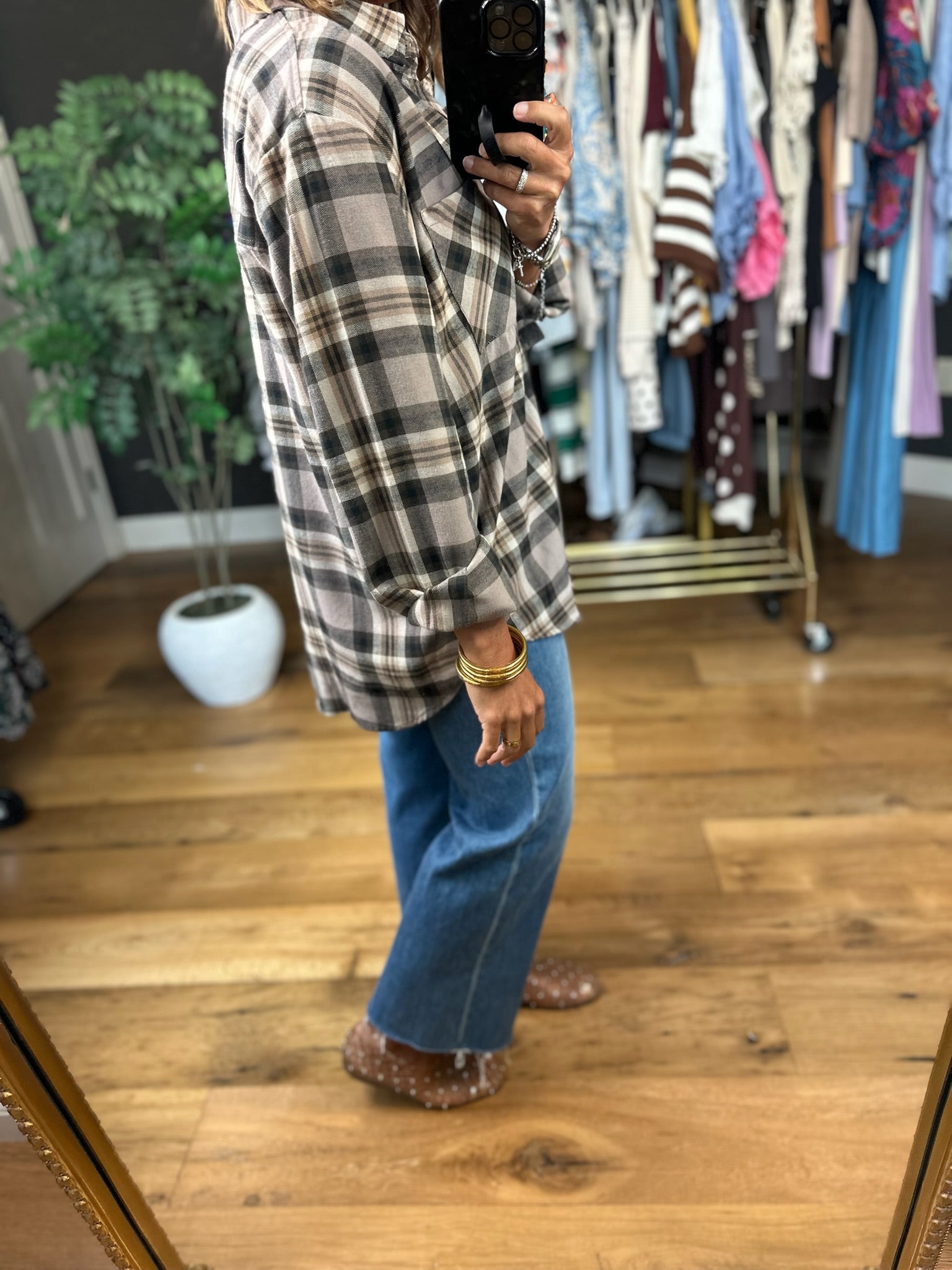 Fireside Chat Plaid Button-Down-Long Sleeves-be cool-Anna Kaytes Boutique, Women's Fashion Boutique in Grinnell, Iowa
