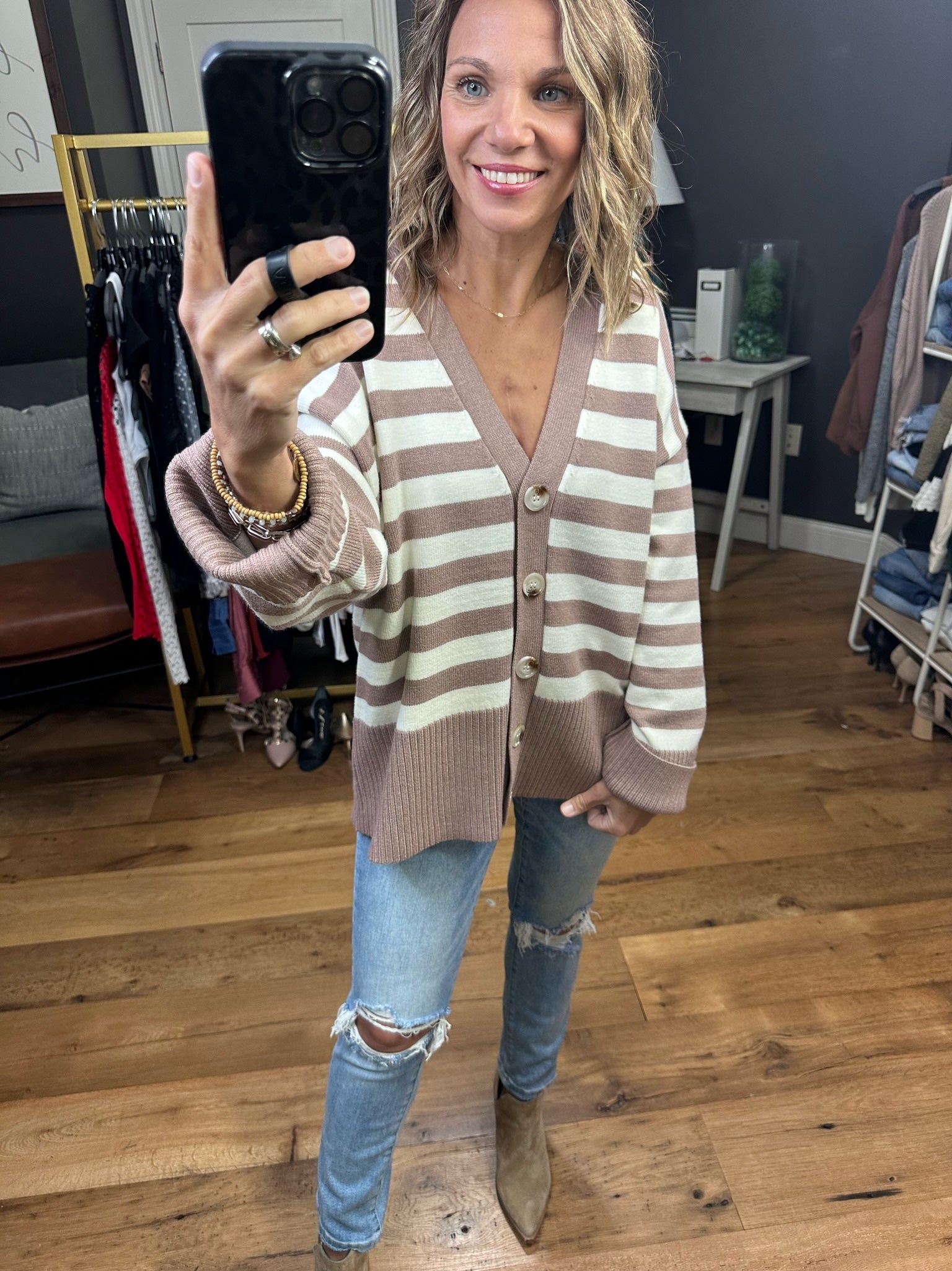 Now Is The time Striped Boyfriend Fit Cardigan - Multiple Options