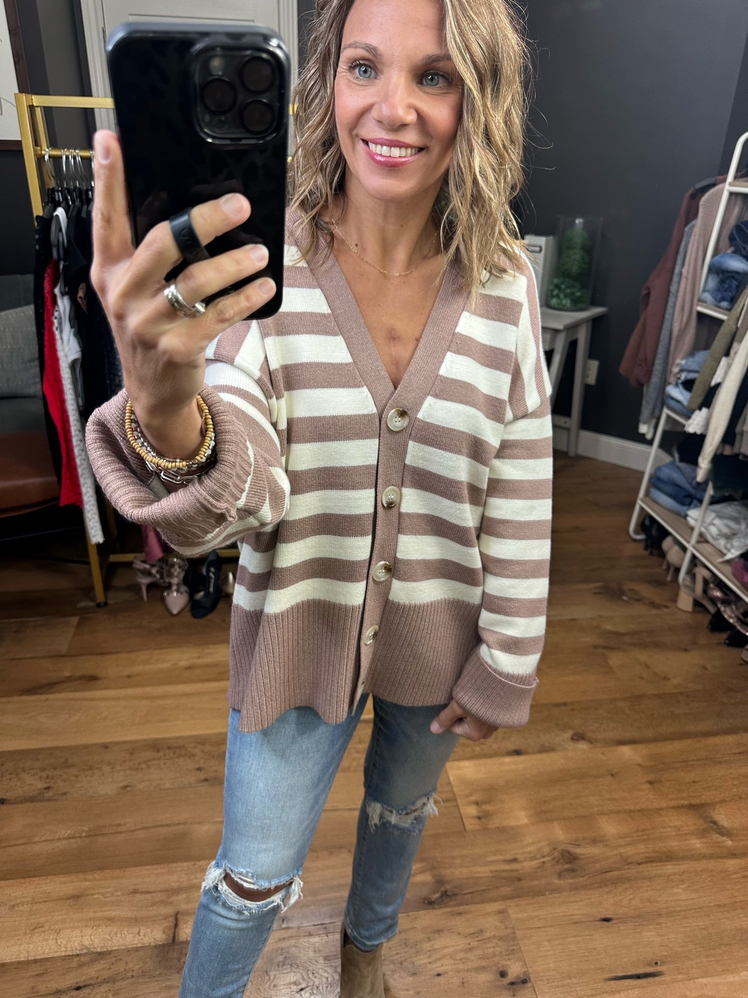 Now Is The time Striped Boyfriend Fit Cardigan - Multiple Options