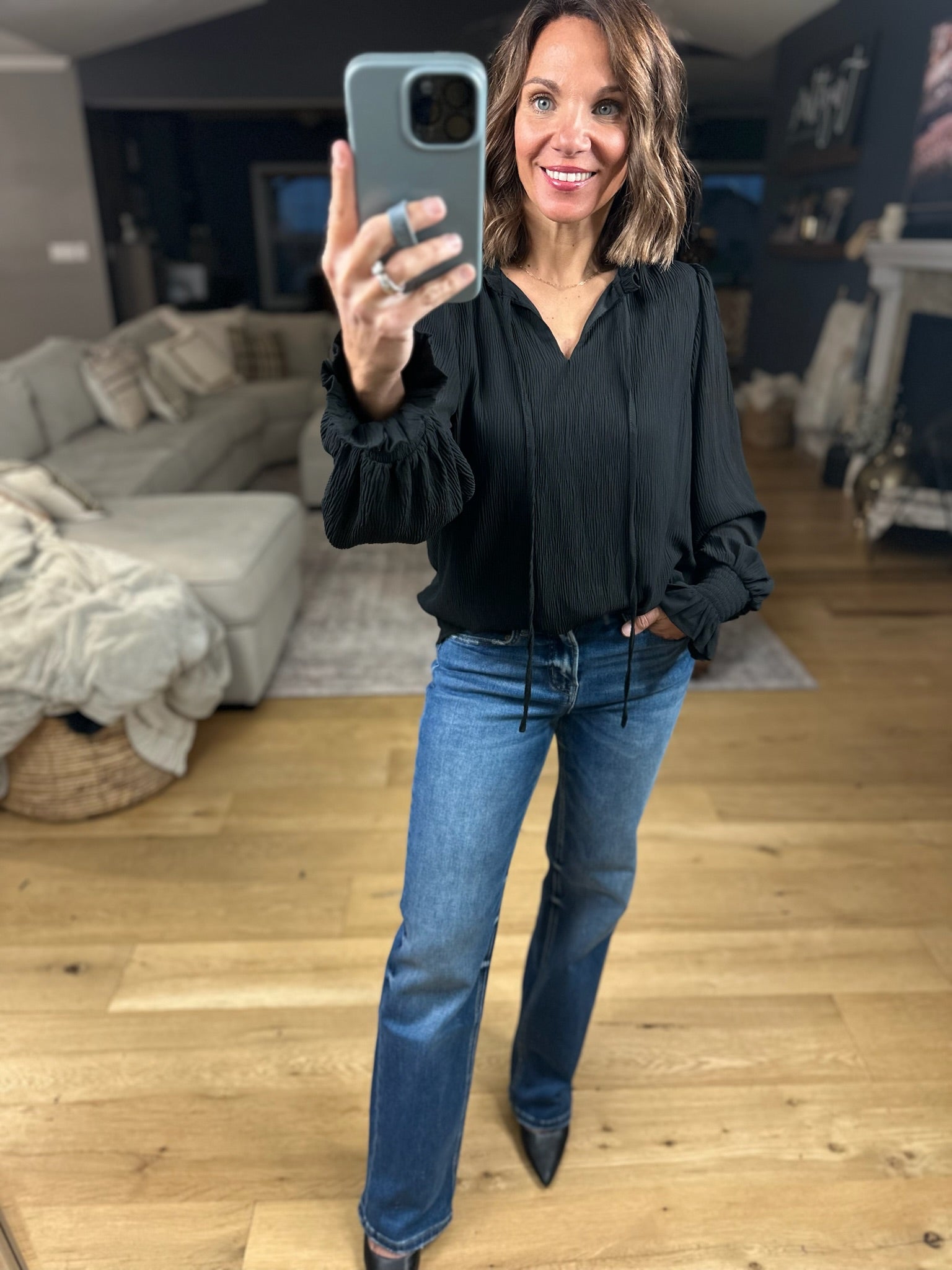 What You Miss Textured Top-Long Sleeves-Jodifl-Anna Kaytes Boutique, Women's Fashion Boutique in Grinnell, Iowa