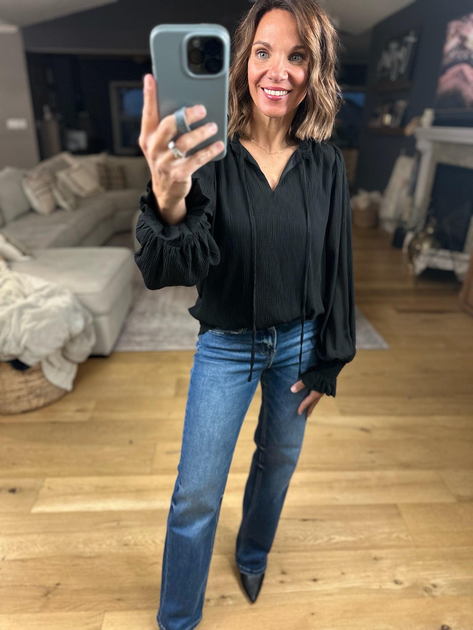 What You Miss Textured Top-Long Sleeves-Jodifl-Anna Kaytes Boutique, Women's Fashion Boutique in Grinnell, Iowa