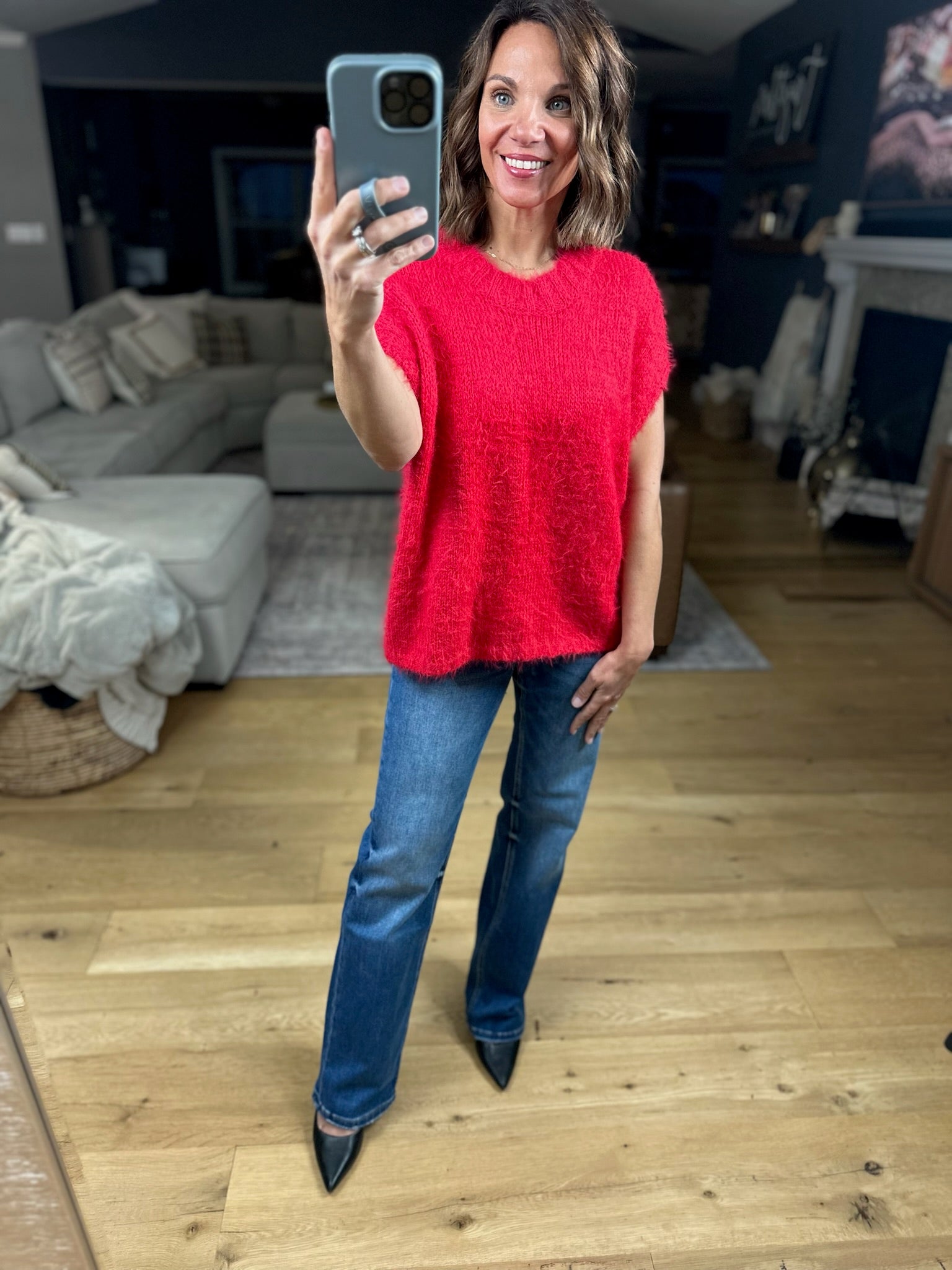 No Rush Short Sleeve Bow-Back Sweater-Sweaters-Wishlist-Anna Kaytes Boutique, Women's Fashion Boutique in Grinnell, Iowa