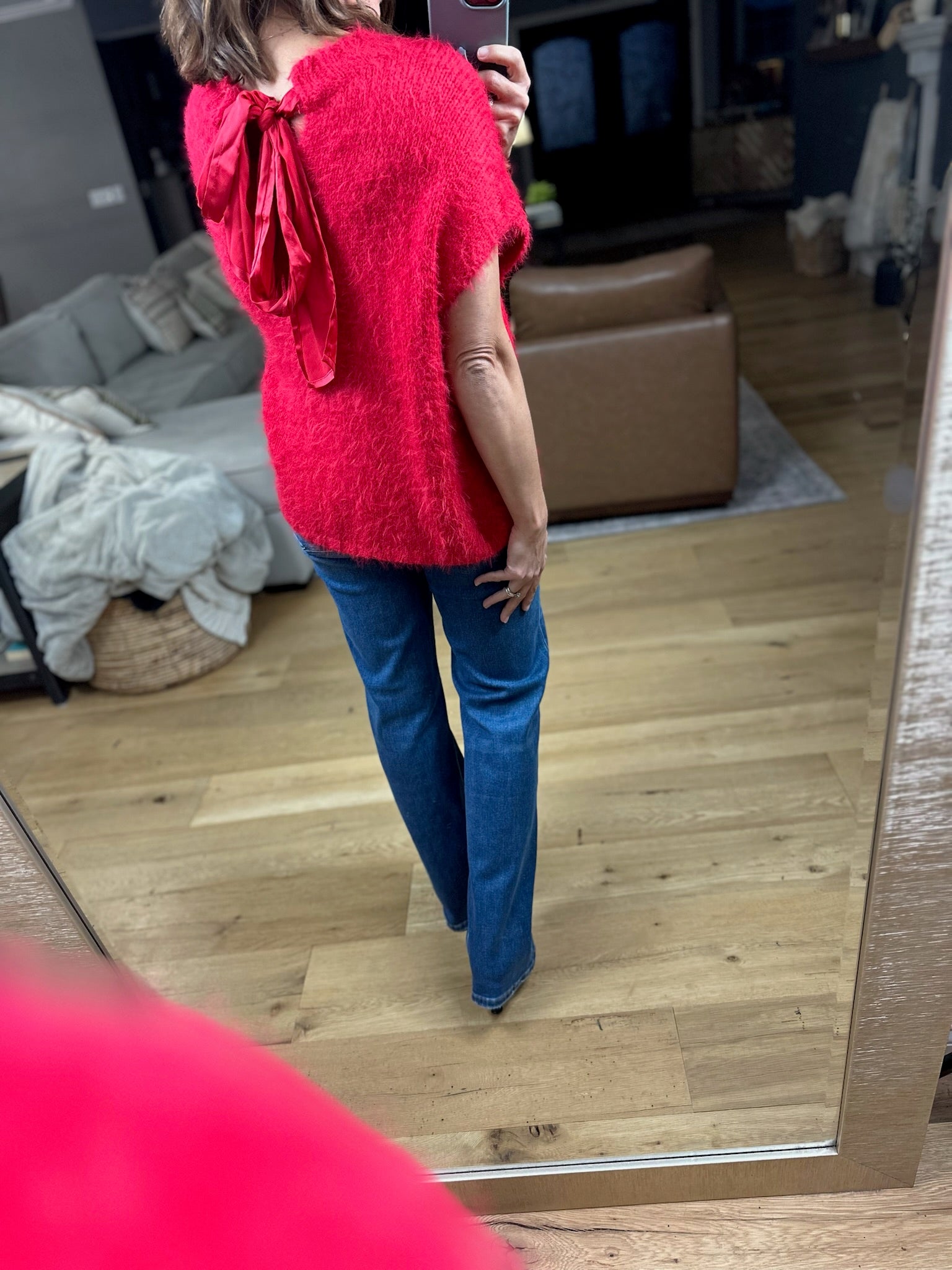 No Rush Short Sleeve Bow-Back Sweater-Sweaters-Wishlist-Anna Kaytes Boutique, Women's Fashion Boutique in Grinnell, Iowa