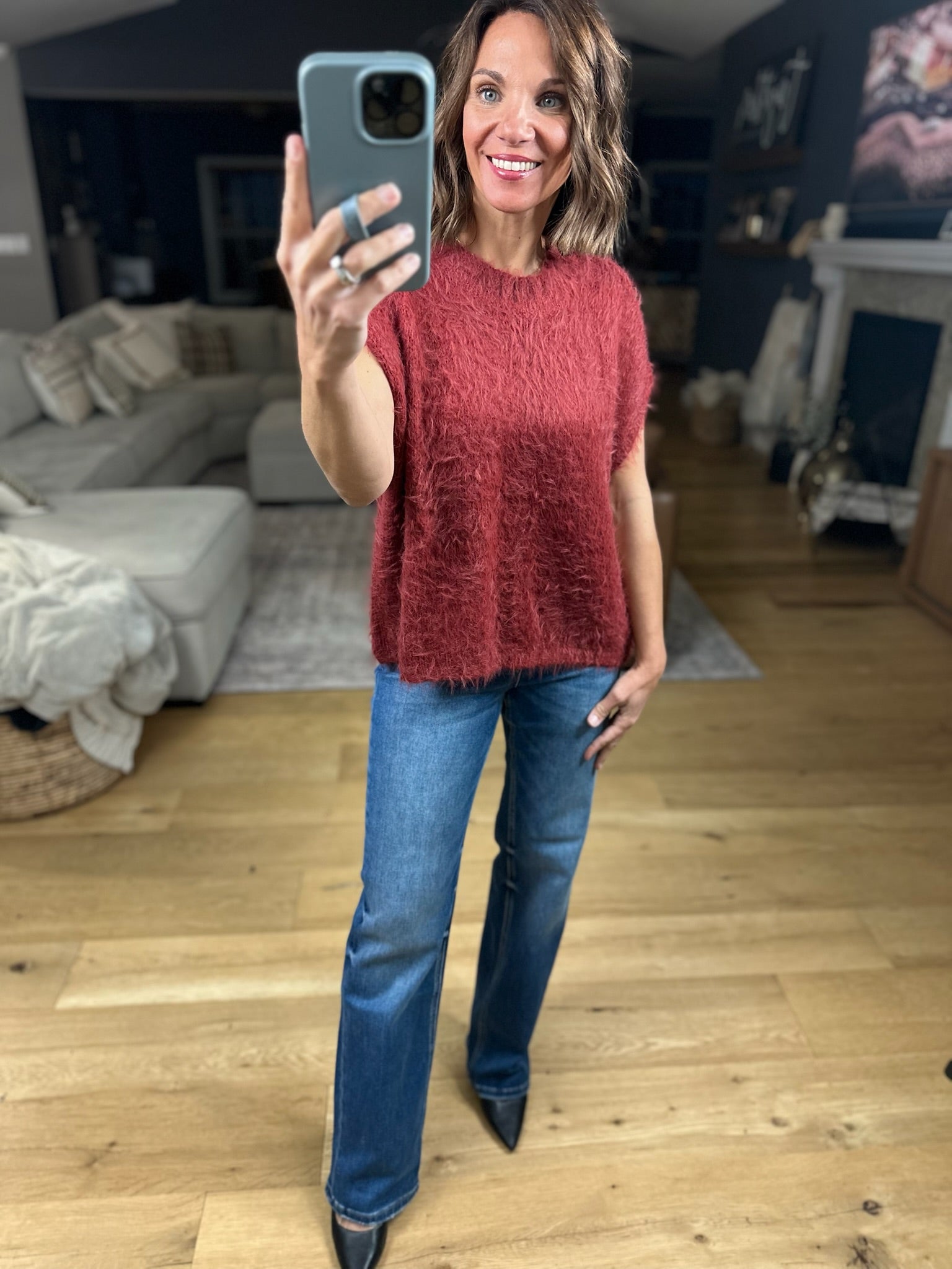 No Rush Short Sleeve Bow-Back Sweater-Sweaters-Wishlist-Anna Kaytes Boutique, Women's Fashion Boutique in Grinnell, Iowa