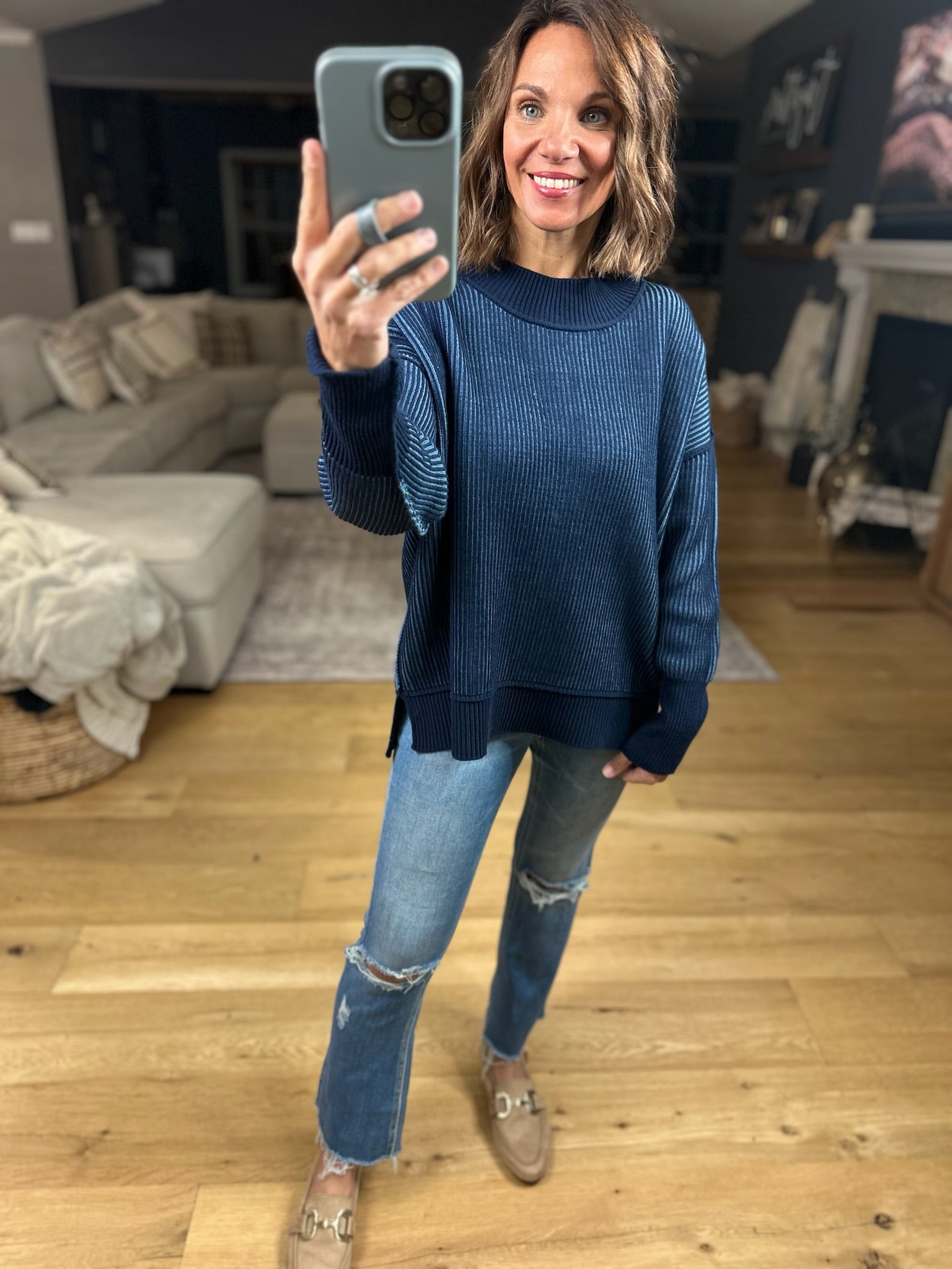 Make A Deal Textured Sweater-Sweaters-Zenana-Anna Kaytes Boutique, Women's Fashion Boutique in Grinnell, Iowa