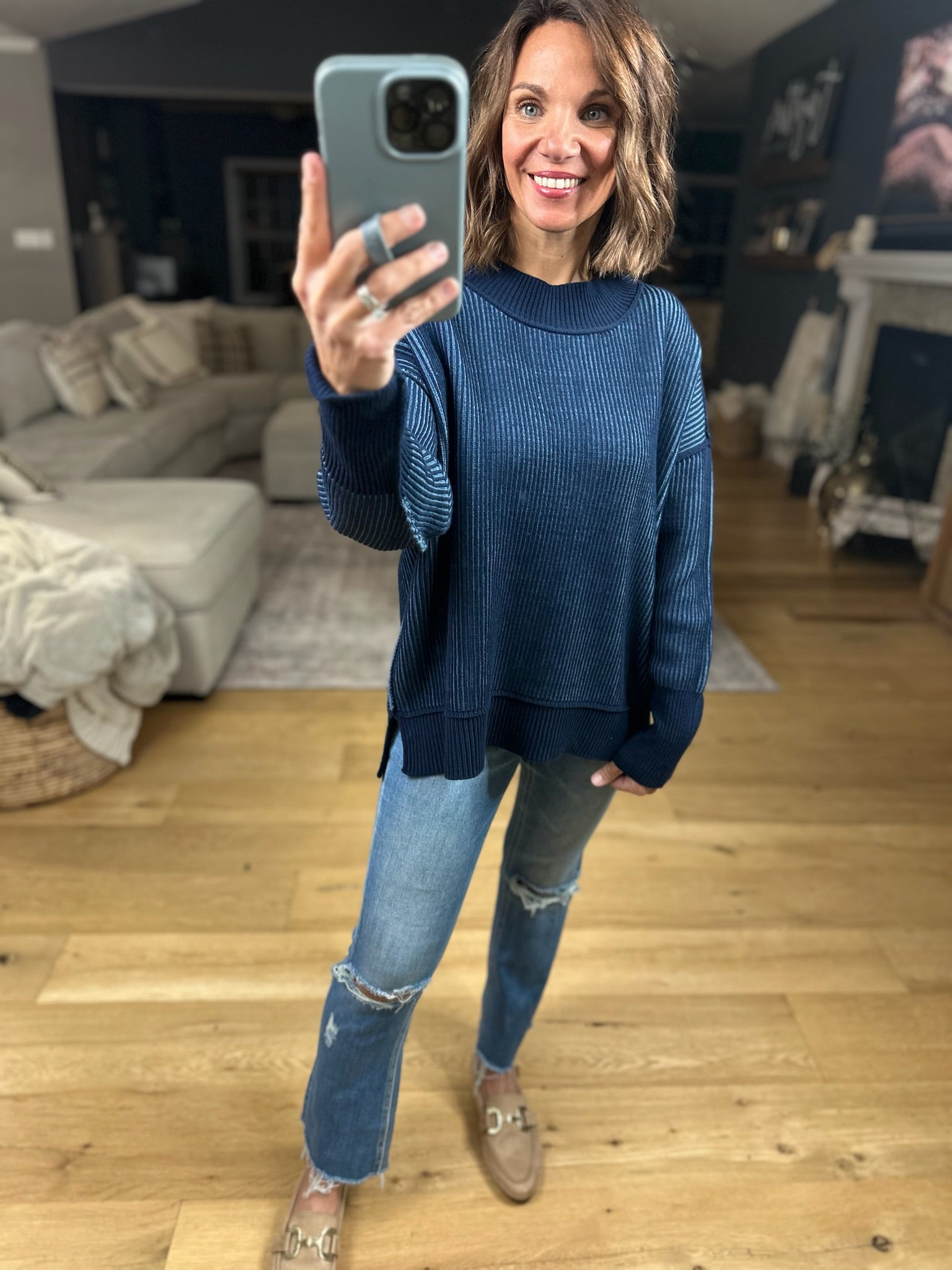 Make A Deal Textured Sweater-Sweaters-Zenana-Anna Kaytes Boutique, Women's Fashion Boutique in Grinnell, Iowa