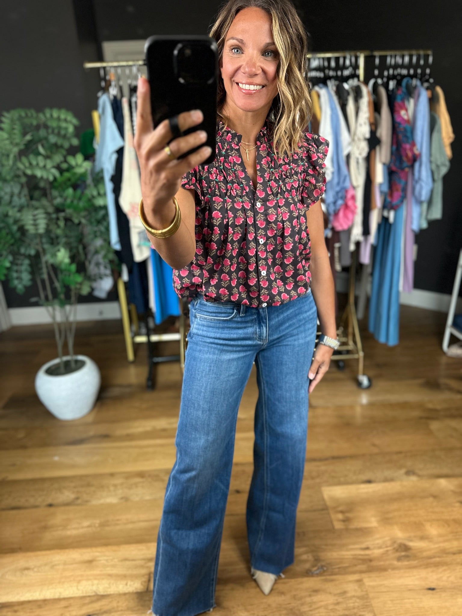 On The Edge Floral Top-Short Sleeves-THML-Anna Kaytes Boutique, Women's Fashion Boutique in Grinnell, Iowa