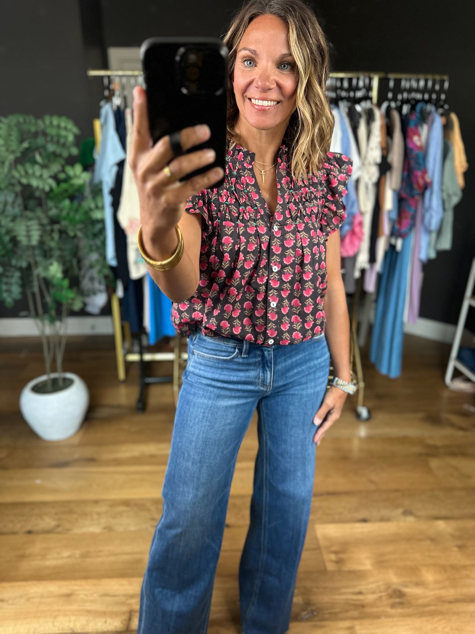 On The Edge Floral Top-Short Sleeves-THML-Anna Kaytes Boutique, Women's Fashion Boutique in Grinnell, Iowa