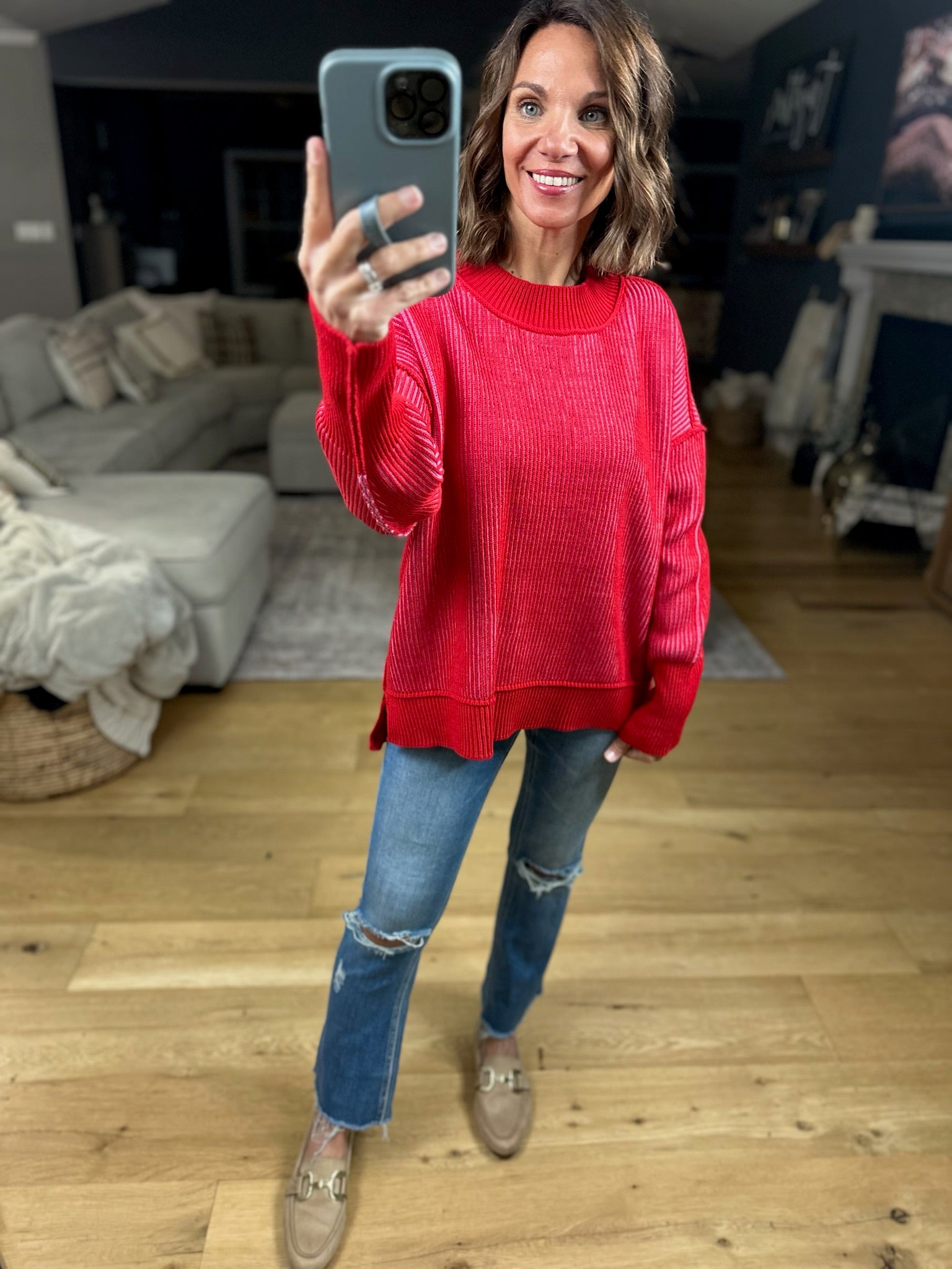 Make A Deal Textured Sweater-Sweaters-Zenana-Anna Kaytes Boutique, Women's Fashion Boutique in Grinnell, Iowa