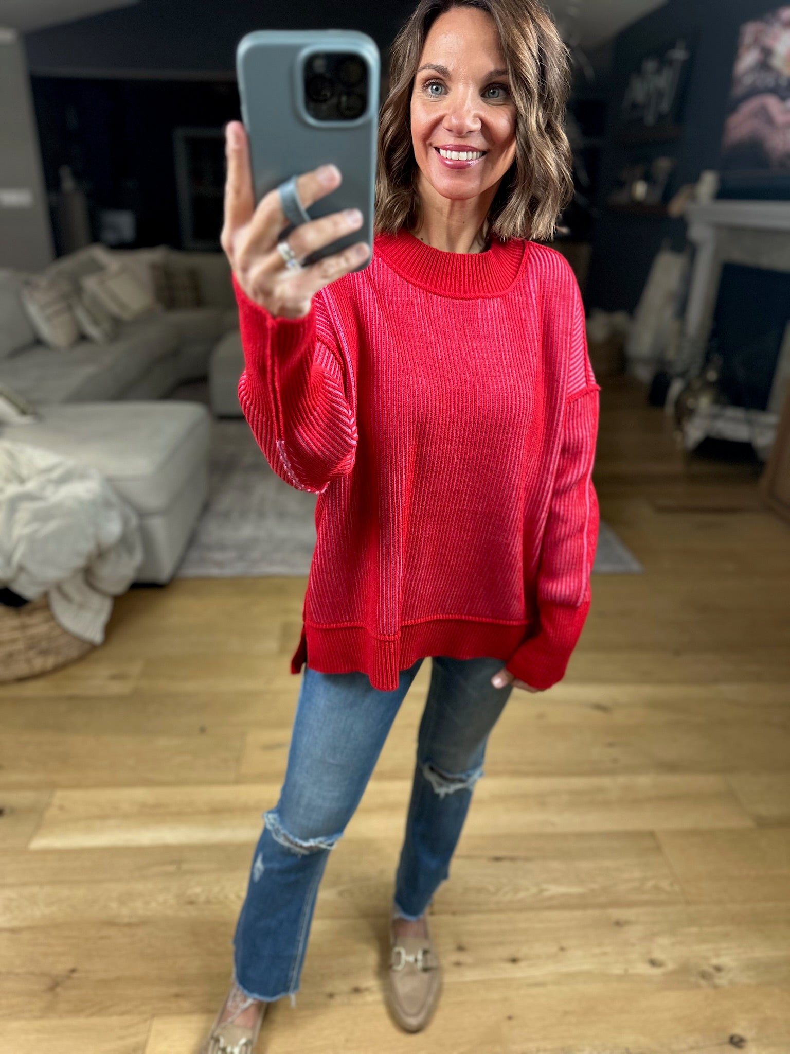 Make A Deal Textured Sweater-Sweaters-Zenana-Anna Kaytes Boutique, Women's Fashion Boutique in Grinnell, Iowa