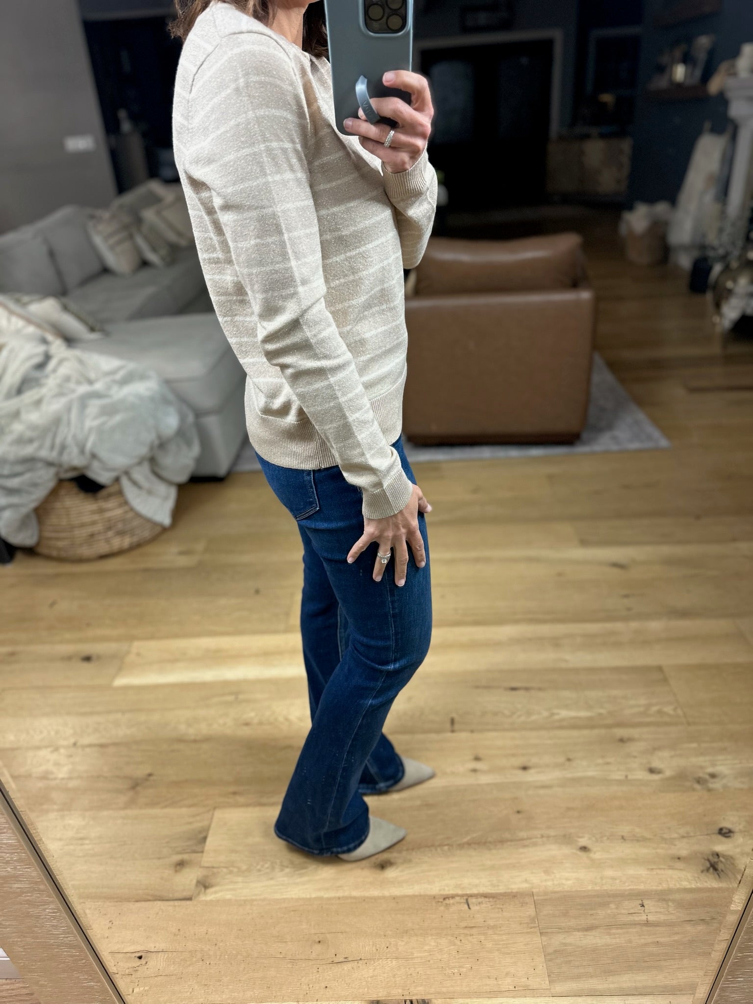 Day Dreamer Striped Crew Sweater-Sweaters-Staccato-Anna Kaytes Boutique, Women's Fashion Boutique in Grinnell, Iowa