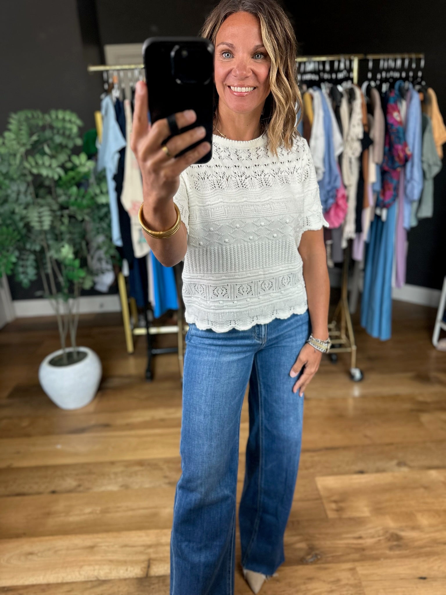All Things Considered Crochet Top-Short Sleeves-Vine & Love-Anna Kaytes Boutique, Women's Fashion Boutique in Grinnell, Iowa
