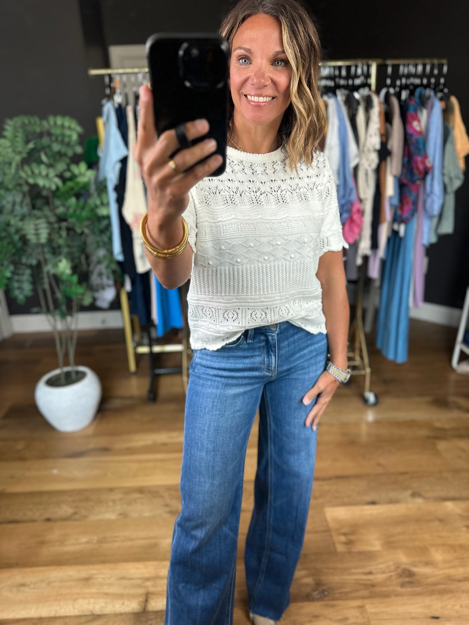 All Things Considered Crochet Top-Short Sleeves-Vine & Love-Anna Kaytes Boutique, Women's Fashion Boutique in Grinnell, Iowa