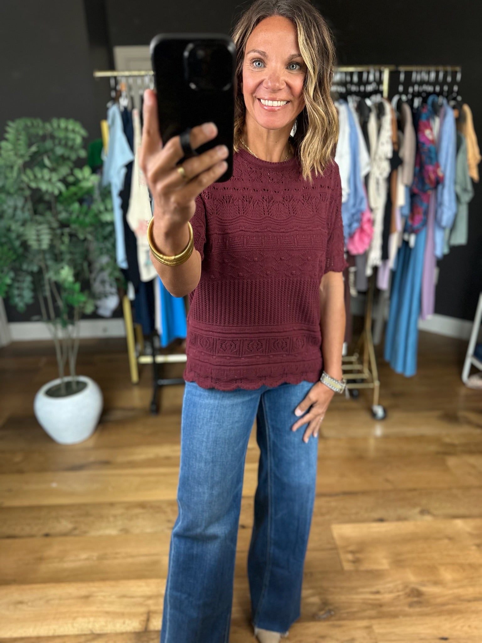All Things Considered Crochet Top-Short Sleeves-Vine & Love-Anna Kaytes Boutique, Women's Fashion Boutique in Grinnell, Iowa