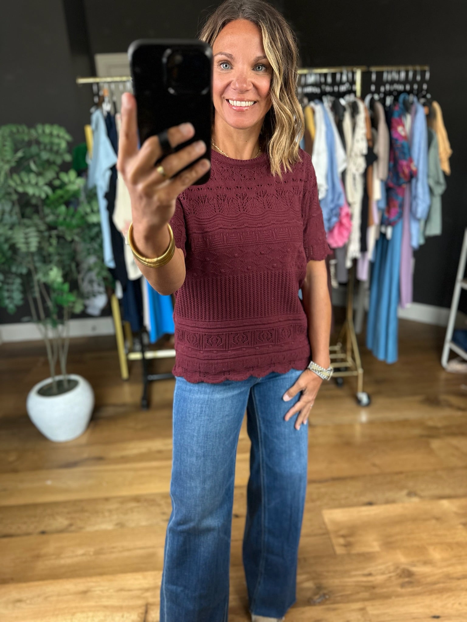 All Things Considered Crochet Top-Short Sleeves-Vine & Love-Anna Kaytes Boutique, Women's Fashion Boutique in Grinnell, Iowa