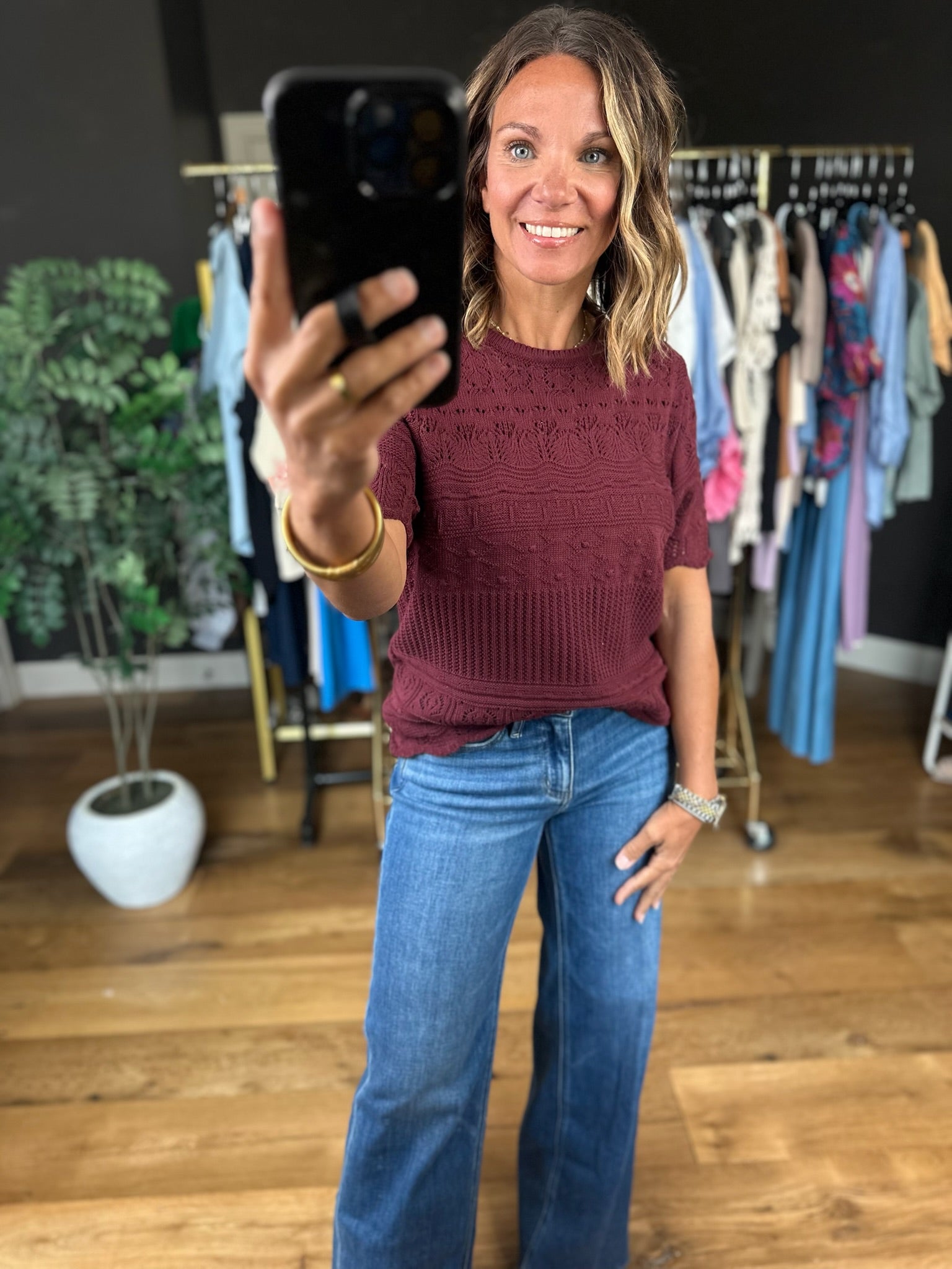 All Things Considered Crochet Top-Short Sleeves-Vine & Love-Anna Kaytes Boutique, Women's Fashion Boutique in Grinnell, Iowa