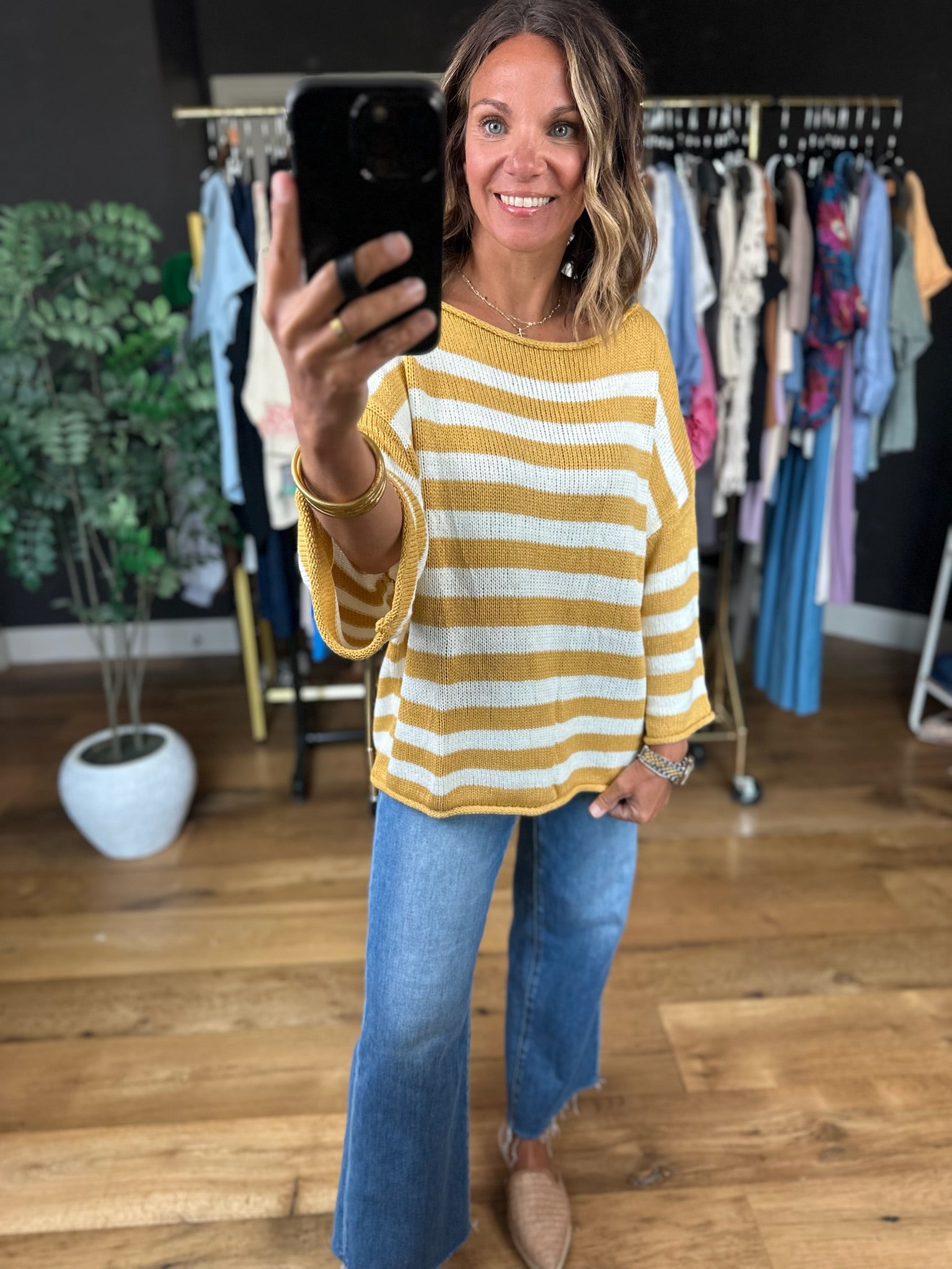 All Figured Out Striped Knit Top-Sweaters-Vine & Love-Anna Kaytes Boutique, Women's Fashion Boutique in Grinnell, Iowa