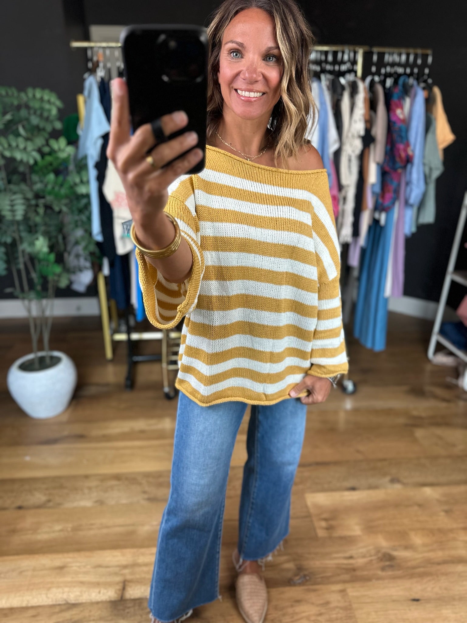All Figured Out Striped Knit Top-Sweaters-Vine & Love-Anna Kaytes Boutique, Women's Fashion Boutique in Grinnell, Iowa