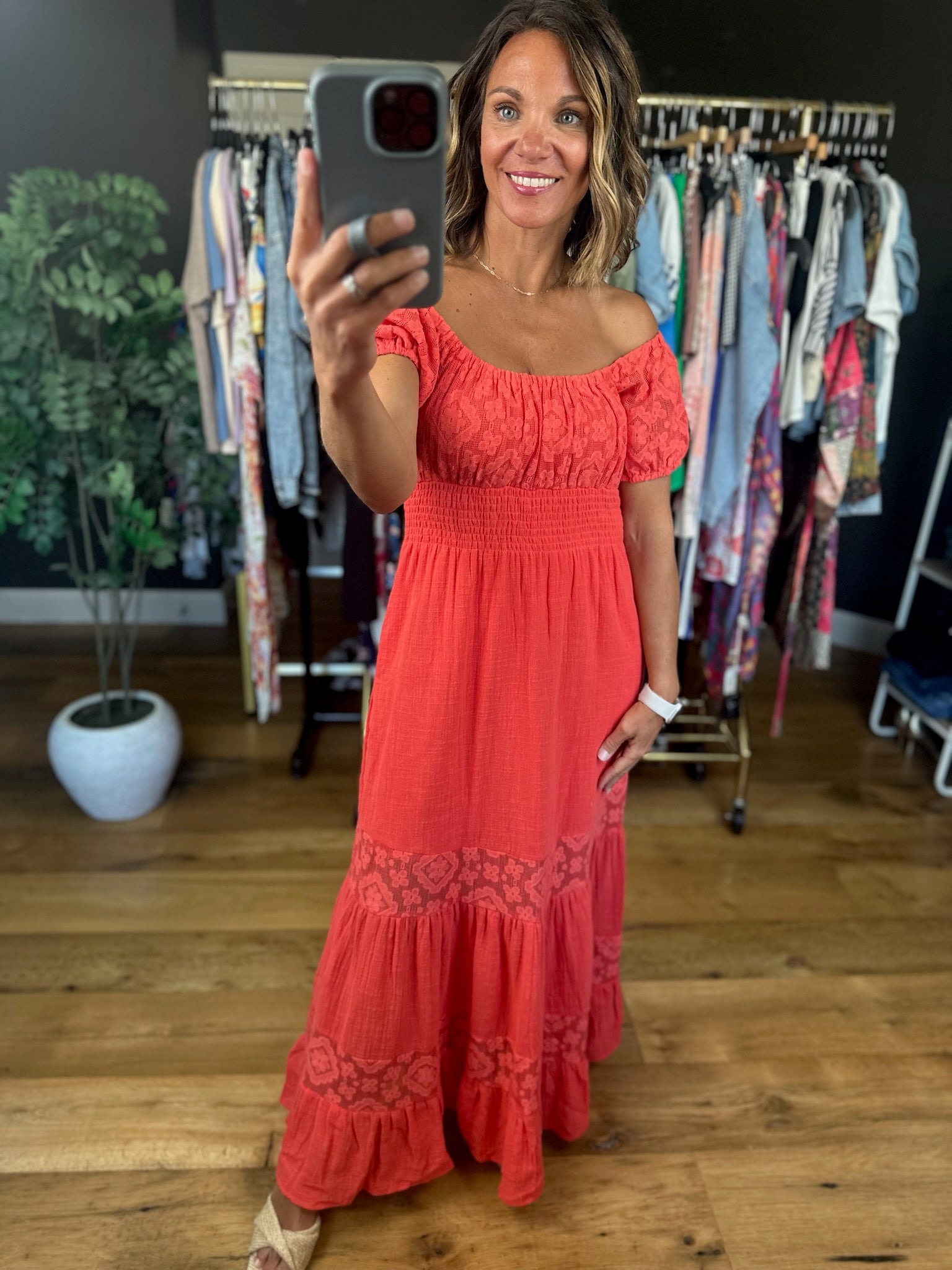 Under The Sun Crochet-Detail Dress-Dresses-Easel-Anna Kaytes Boutique, Women's Fashion Boutique in Grinnell, Iowa