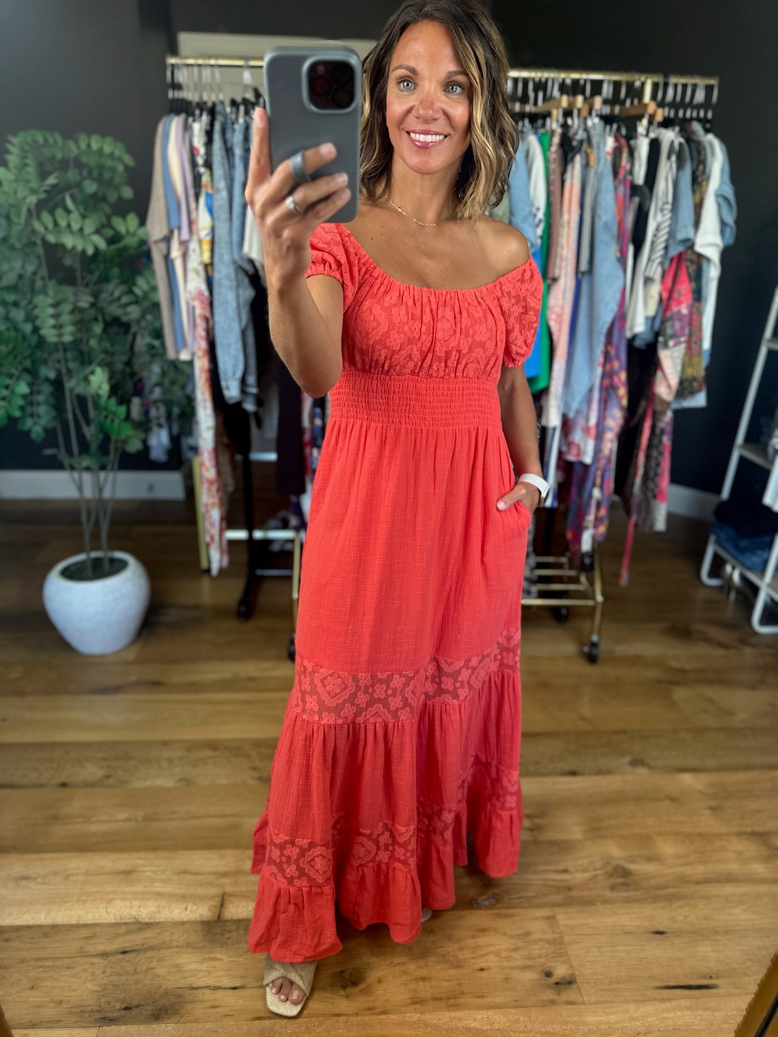 Under The Sun Crochet-Detail Dress-Dresses-Easel-Anna Kaytes Boutique, Women's Fashion Boutique in Grinnell, Iowa