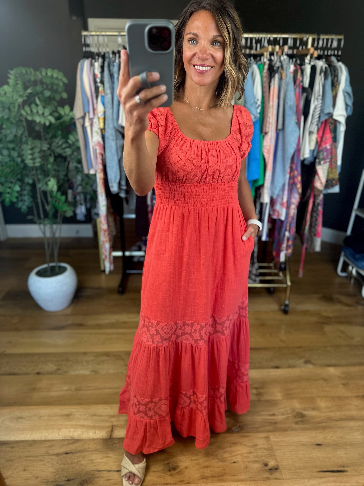 Under The Sun Crochet-Detail Dress-Dresses-Easel-Anna Kaytes Boutique, Women's Fashion Boutique in Grinnell, Iowa