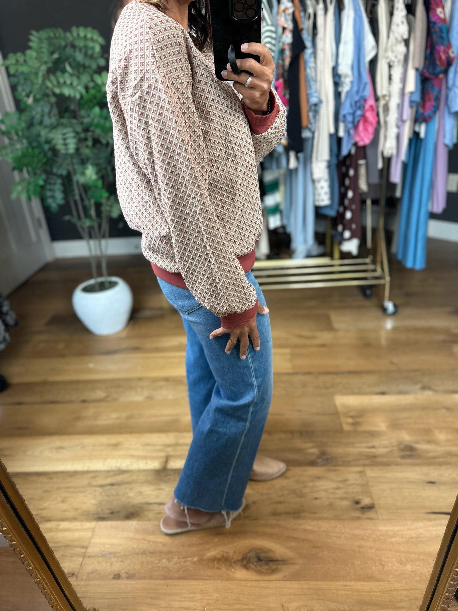 Oh My Fall Patterned Crew-Sweaters-Umgee-Anna Kaytes Boutique, Women's Fashion Boutique in Grinnell, Iowa