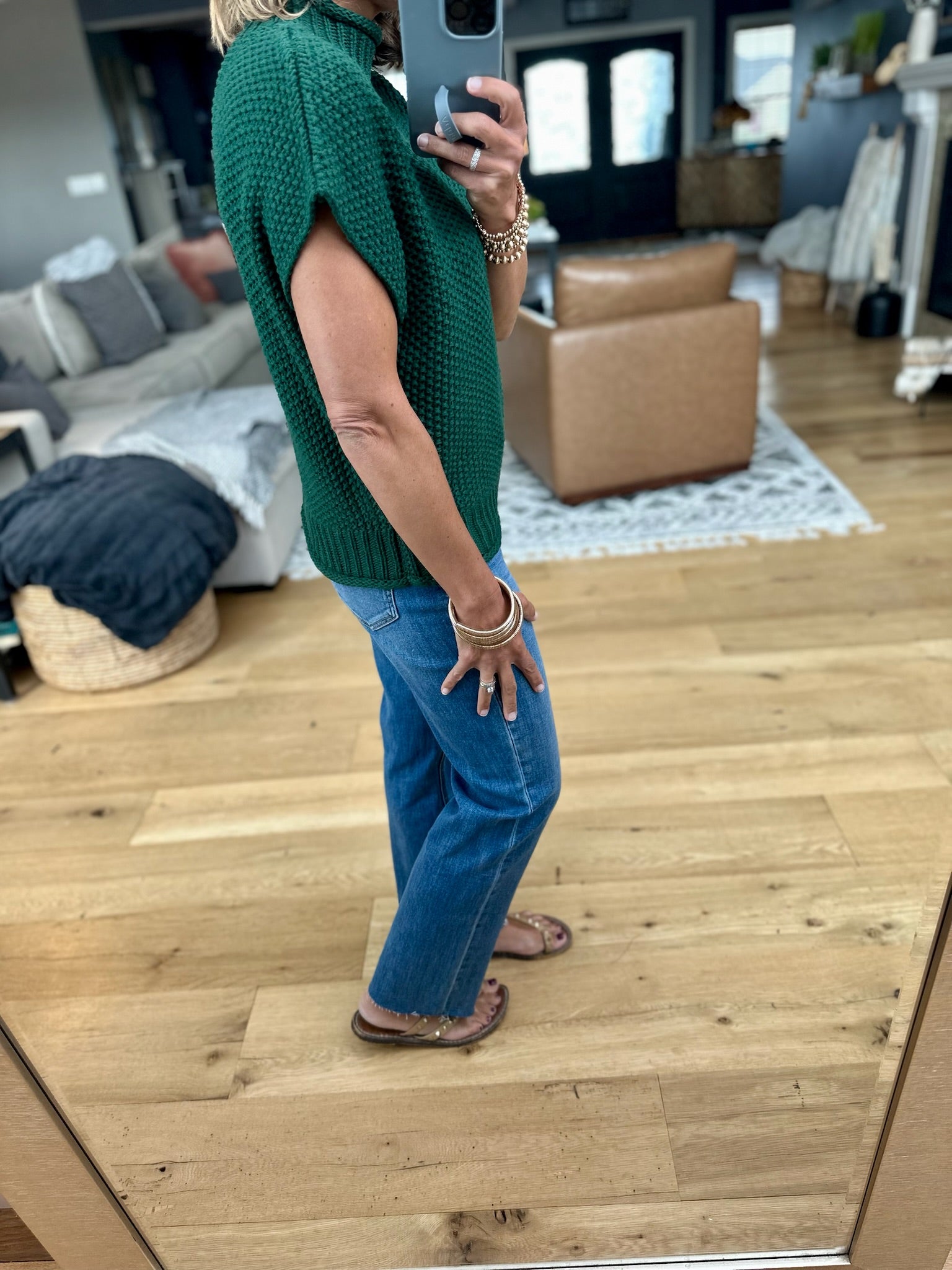 Take Me Out Mock-Neck Sleeveless Sweater - Green-Sweaters-She & Sky-Anna Kaytes Boutique, Women's Fashion Boutique in Grinnell, Iowa