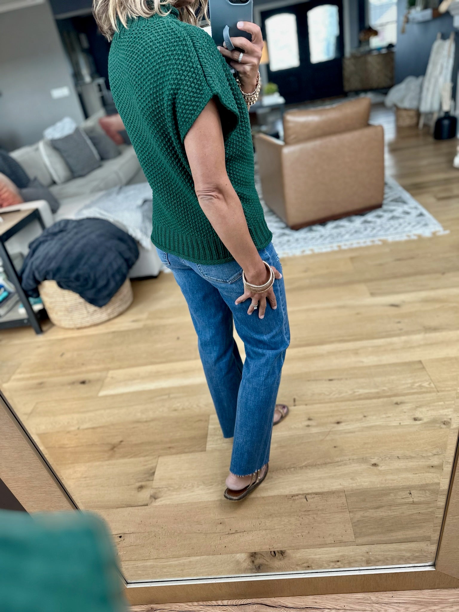 Take Me Out Mock-Neck Sleeveless Sweater - Green-Sweaters-She & Sky-Anna Kaytes Boutique, Women's Fashion Boutique in Grinnell, Iowa