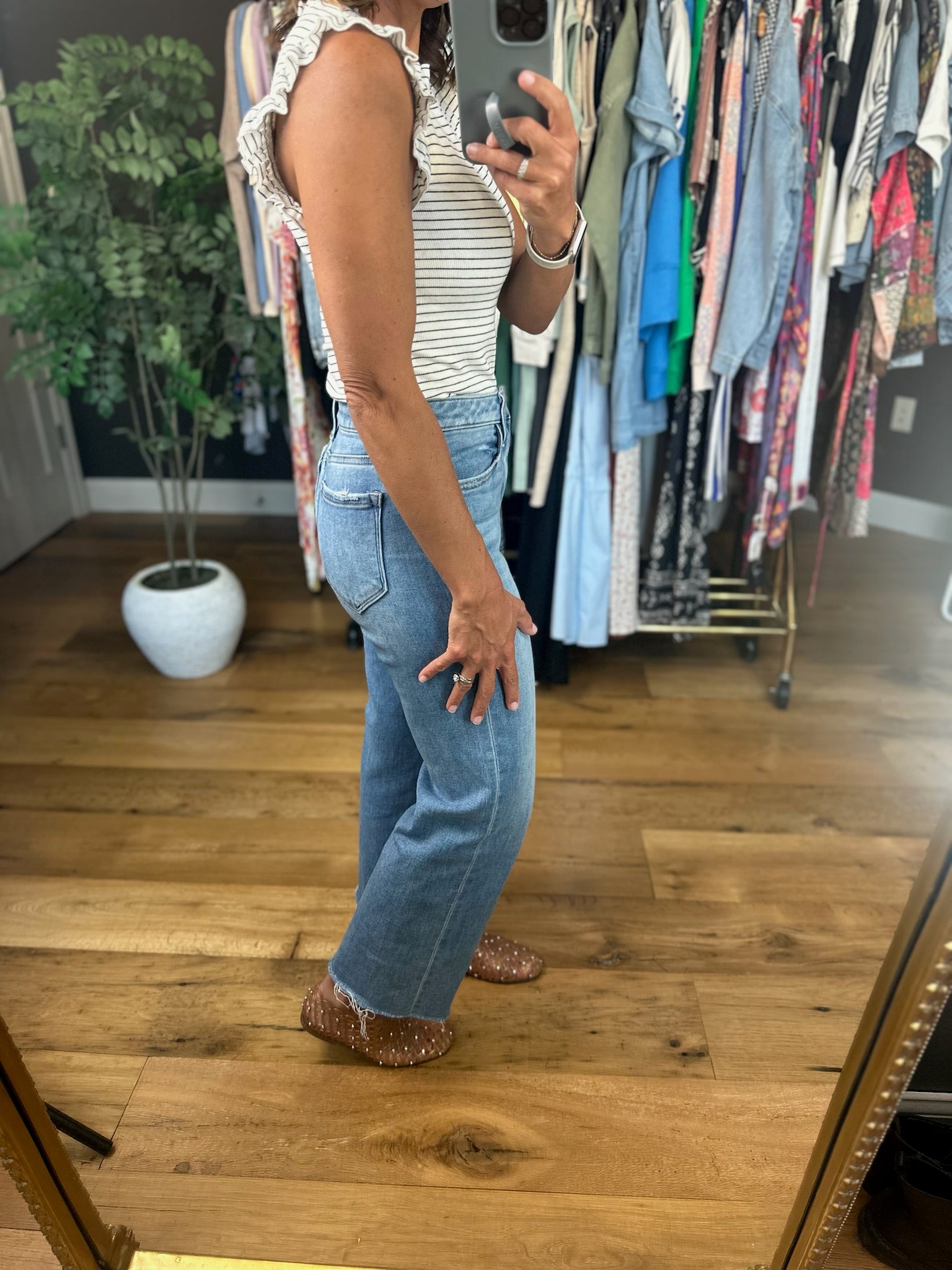 Lucky Love Striped Top-Short Sleeves-Doe & Rae-Anna Kaytes Boutique, Women's Fashion Boutique in Grinnell, Iowa