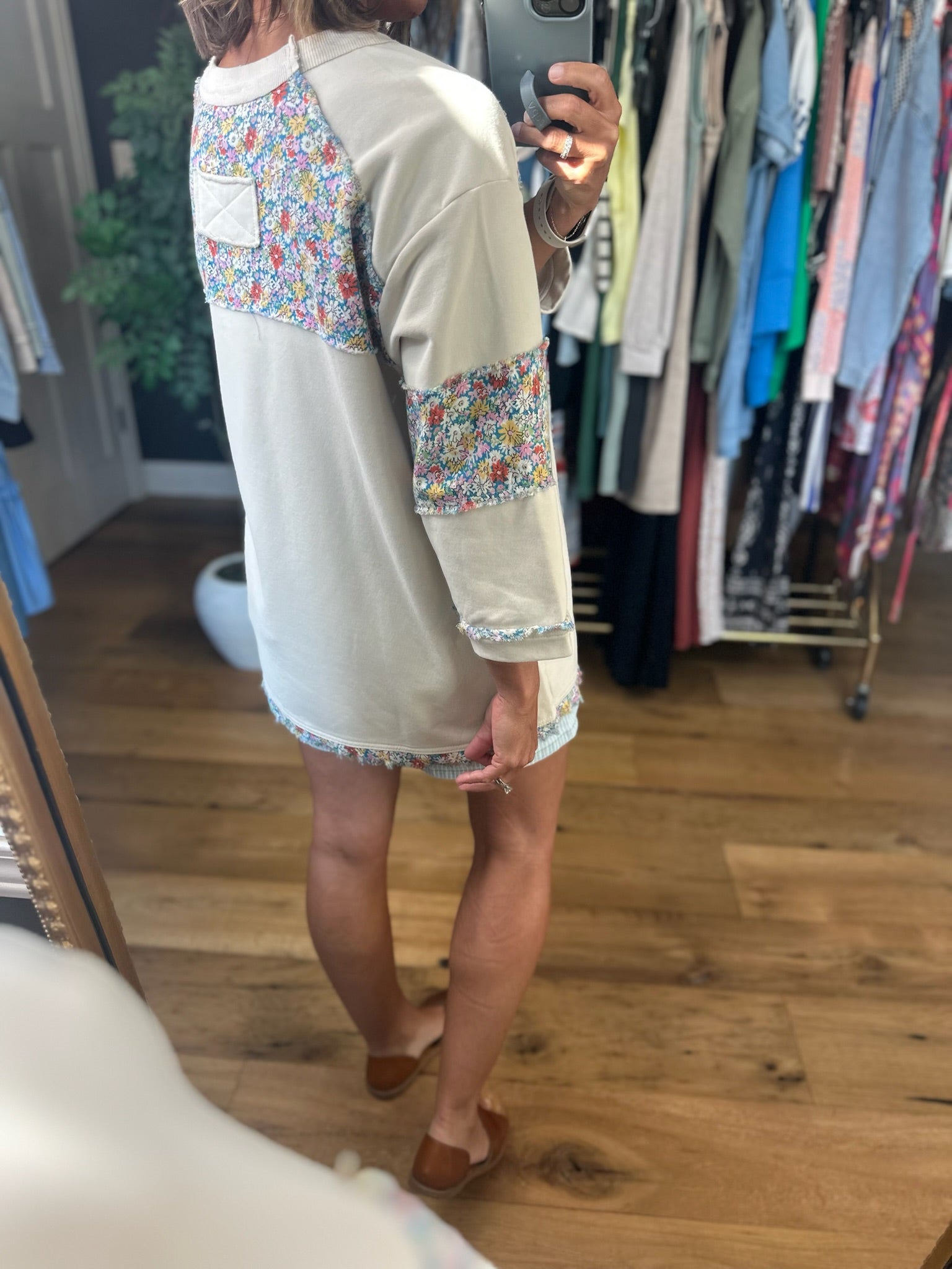 Lucky Ones Floral Patchwork Top-Short Sleeves-Easel-Anna Kaytes Boutique, Women's Fashion Boutique in Grinnell, Iowa