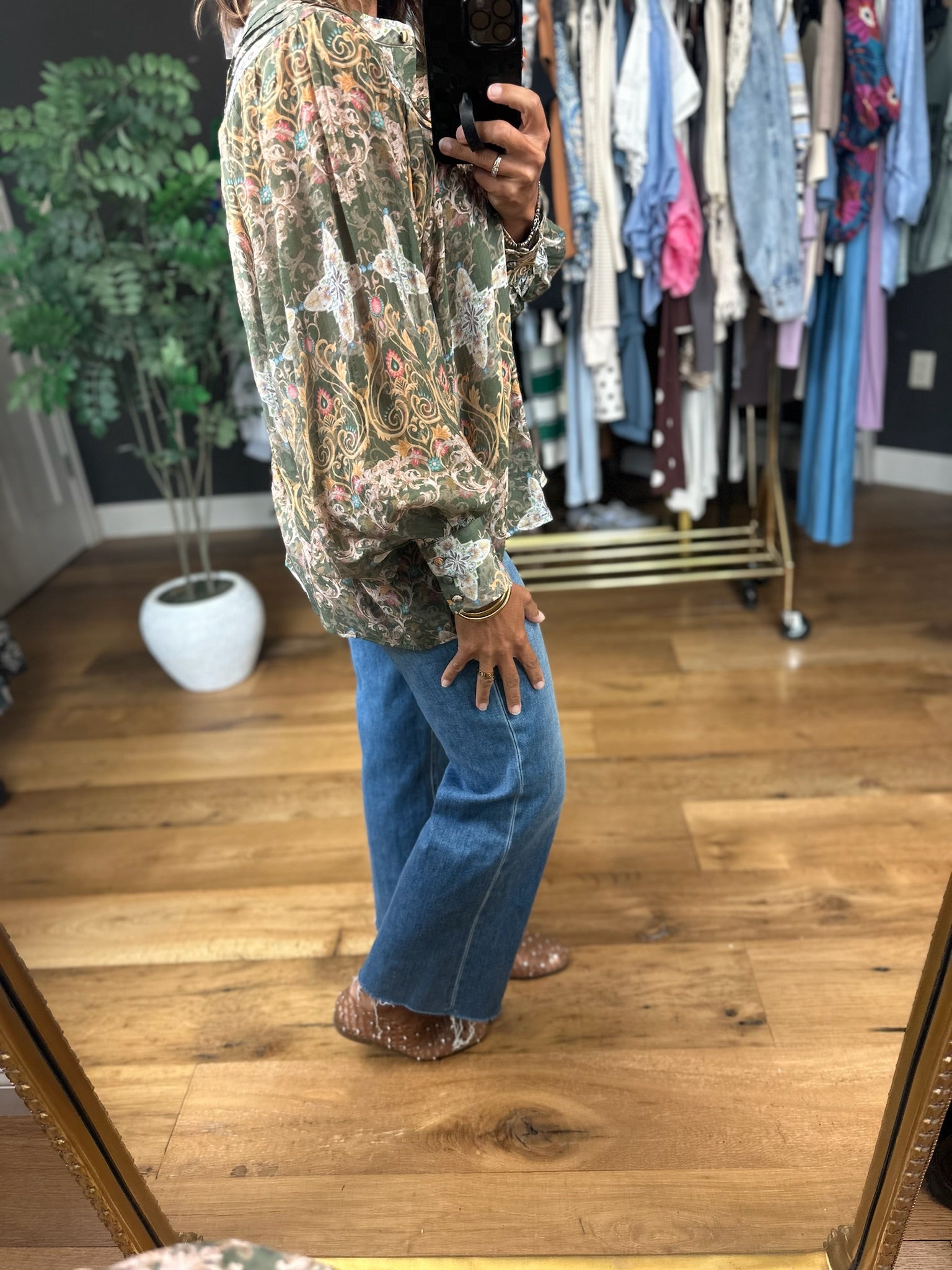 New Paths Balloon-Sleeve Top-Long Sleeves-ee:some-Anna Kaytes Boutique, Women's Fashion Boutique in Grinnell, Iowa