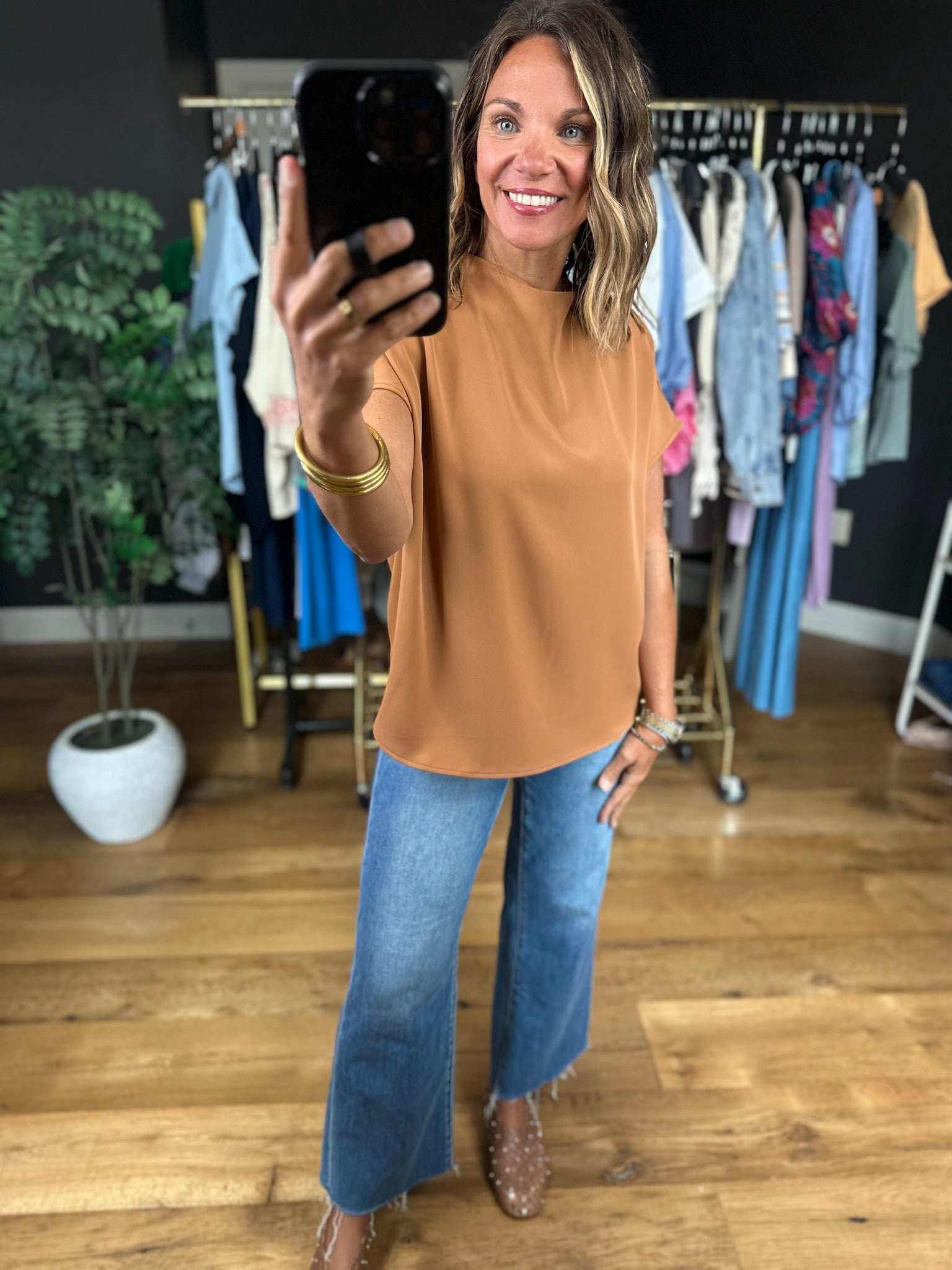 Nothing In Common High-Neck Top-Short Sleeves-Wishlist-Anna Kaytes Boutique, Women's Fashion Boutique in Grinnell, Iowa