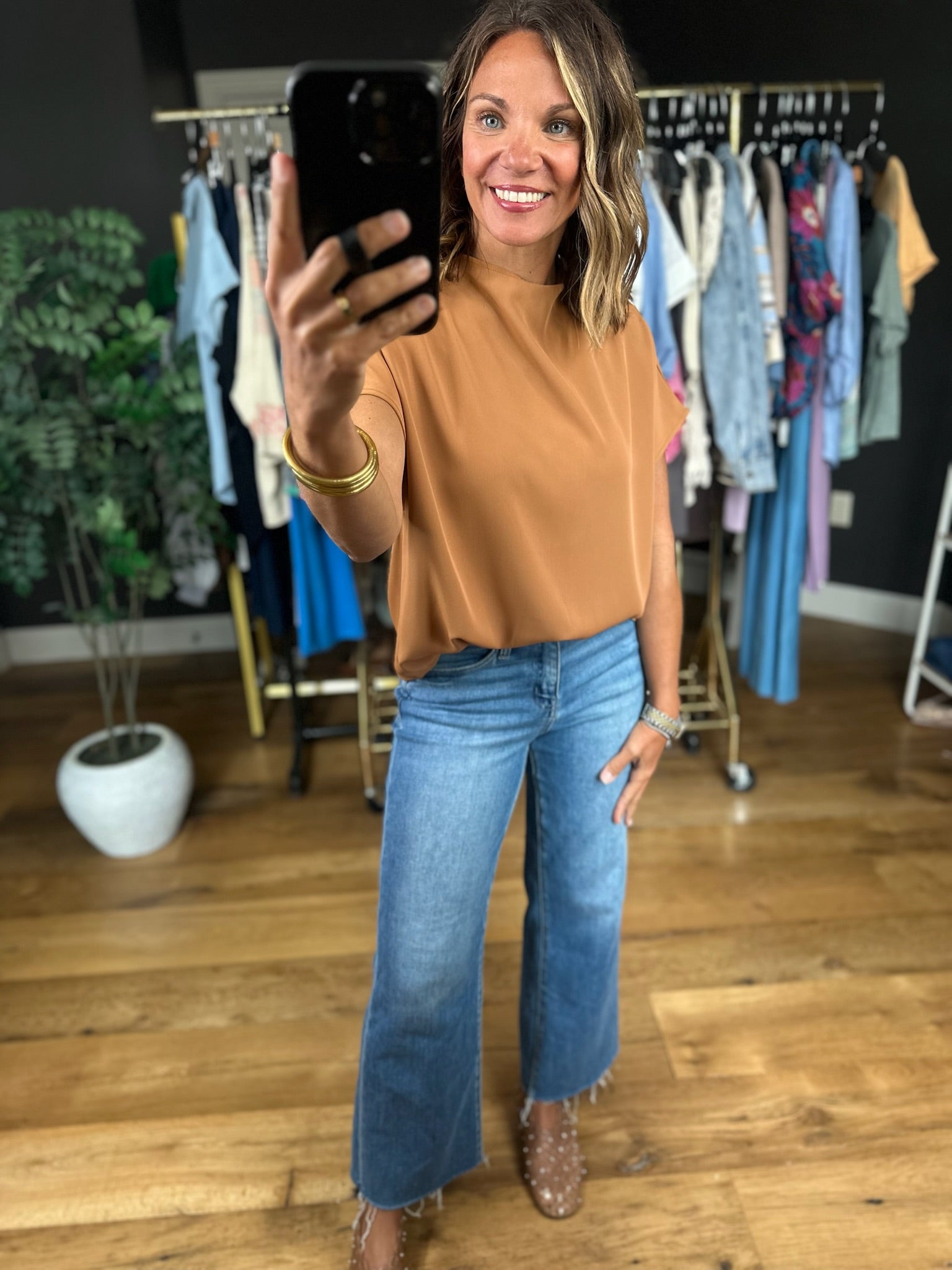Nothing In Common High-Neck Top-Short Sleeves-Wishlist-Anna Kaytes Boutique, Women's Fashion Boutique in Grinnell, Iowa
